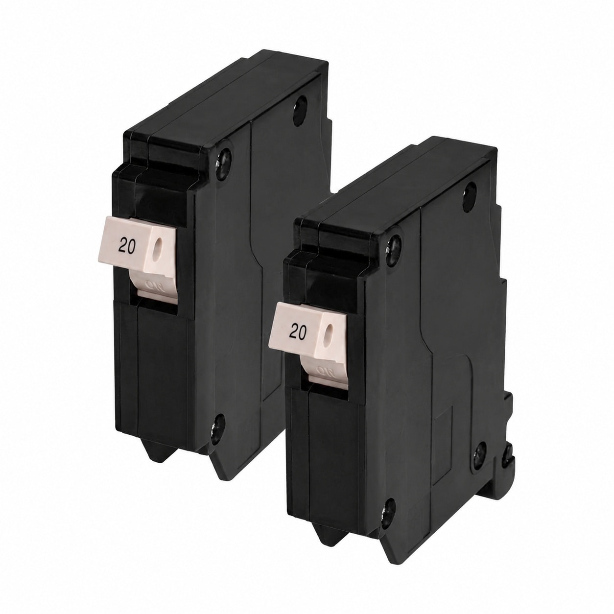 Etokfoks - 20 Amp 120 240 Volts 1 Pole Plug In Thermal Magnetic Circuit Breaker 2 Pack 3 4 in