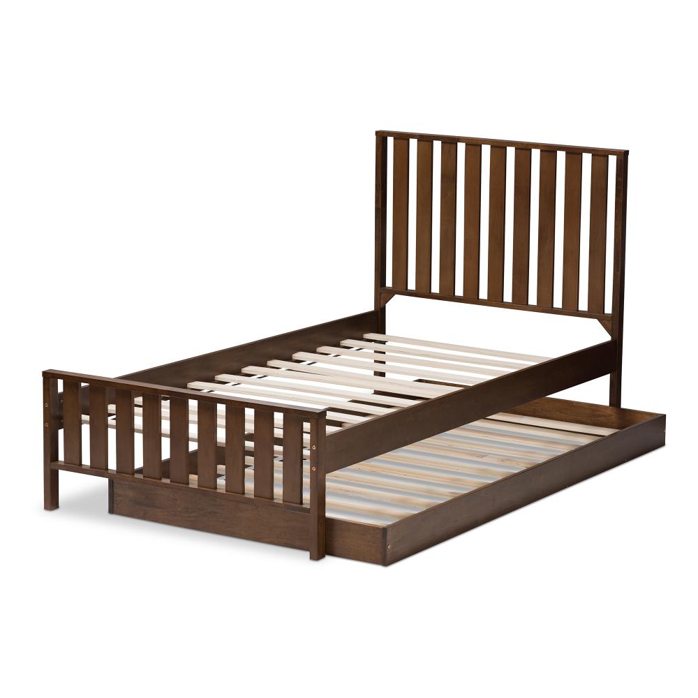 Baxton Studio Harlan Walnut Twin Wood Trundle Bed in the Beds ...