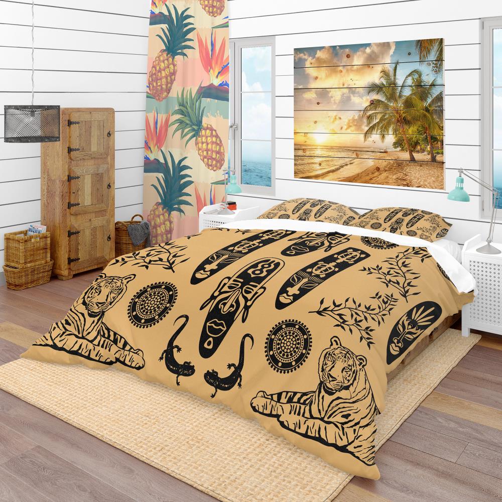Designart BED19018-T 3 -Piece Orange Twin Duvet cover Set