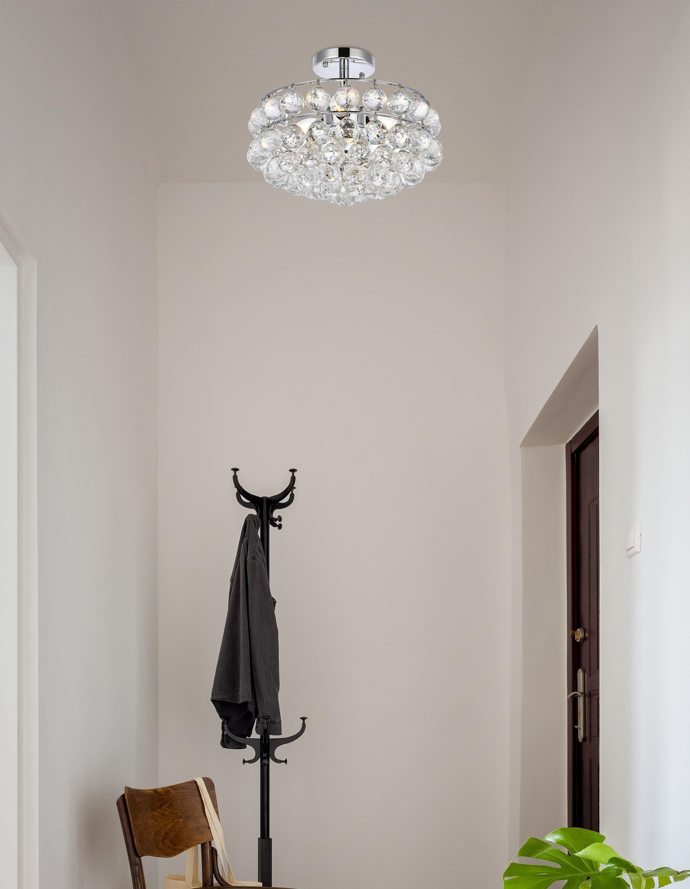Savannah 14" Chrome Flush Mount with Crystal Accents