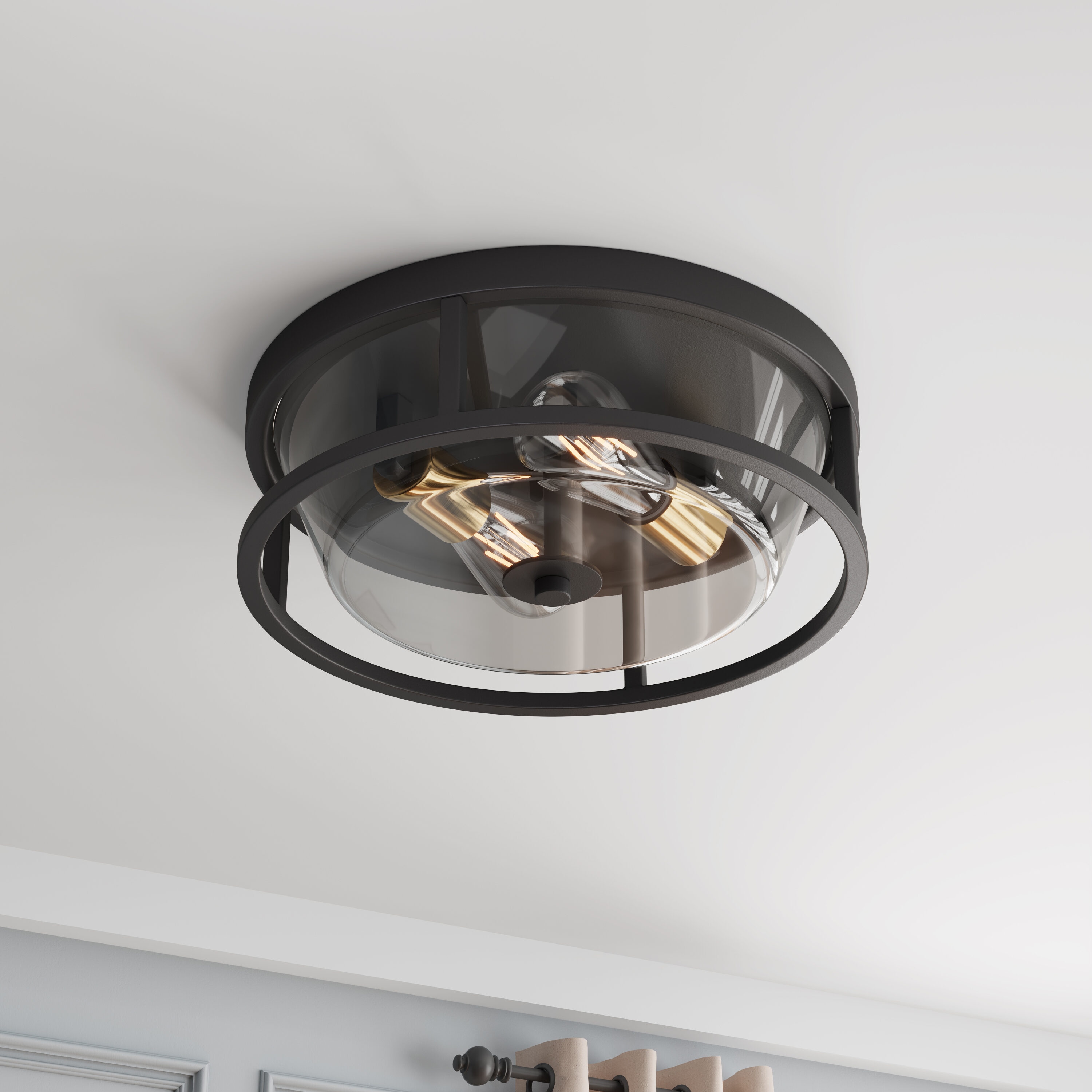 Aiwen CL2363 2 -Light 13-in Matte Black Flush Mount Light