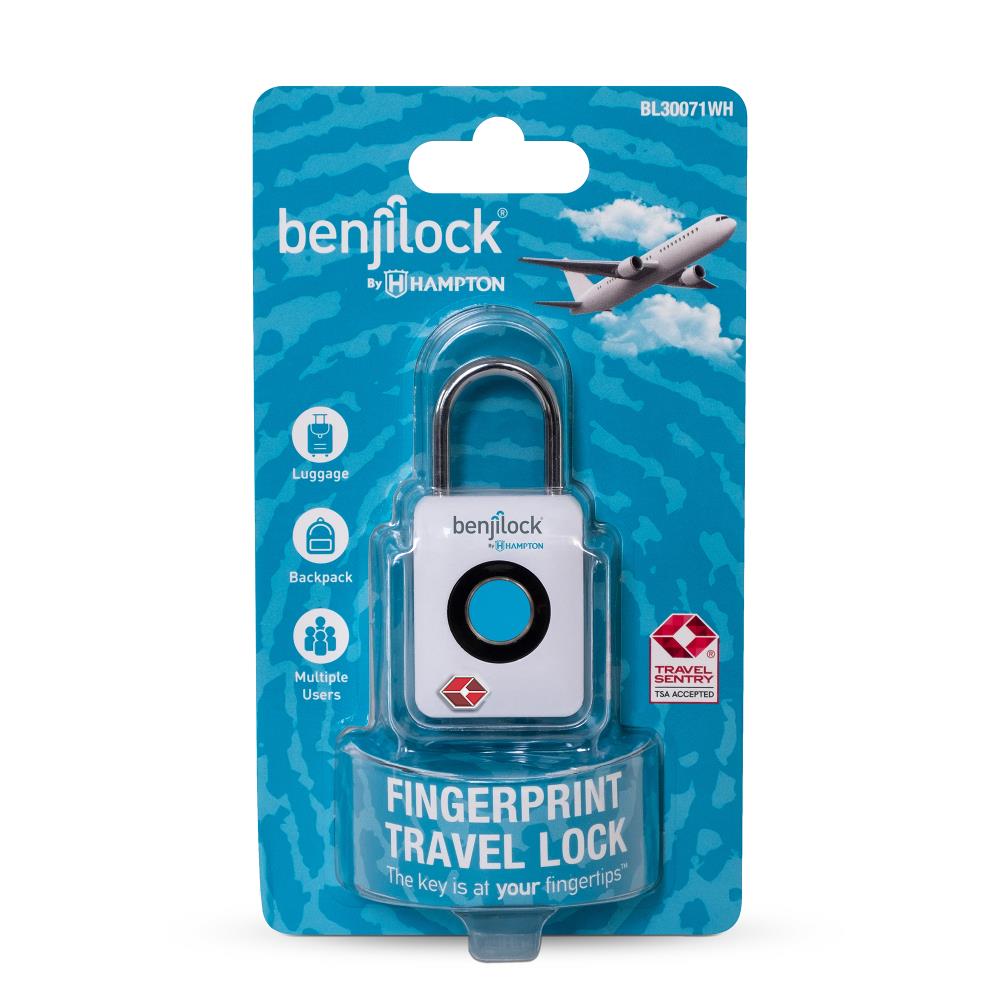 BenjiLock Fingerprint Padlock 1-in Shackle x 1.31-in Width Zinc