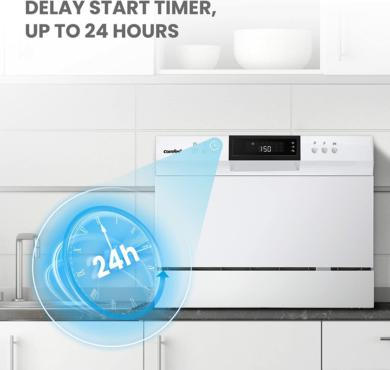 Comfee 21.6-in Portable Countertop Dishwasher (White) ENERGY STAR, 49 ...