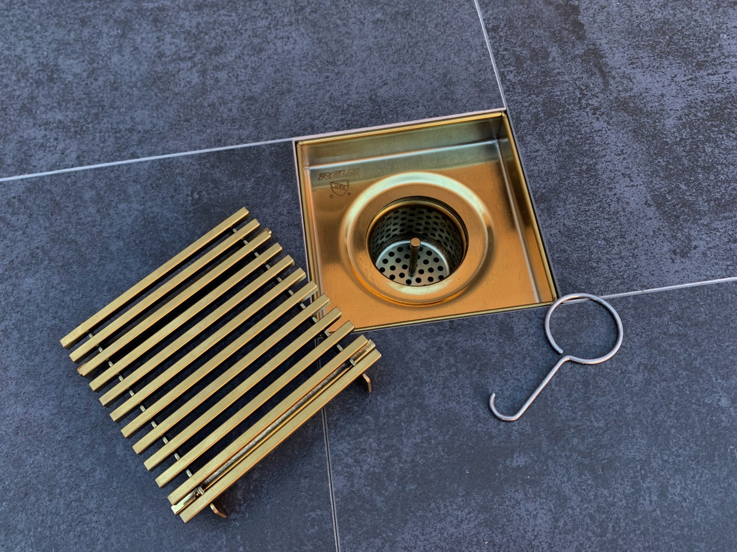 RELN 24 in. Brushed Gold Linear Shower Drain with Linear Drain Cover