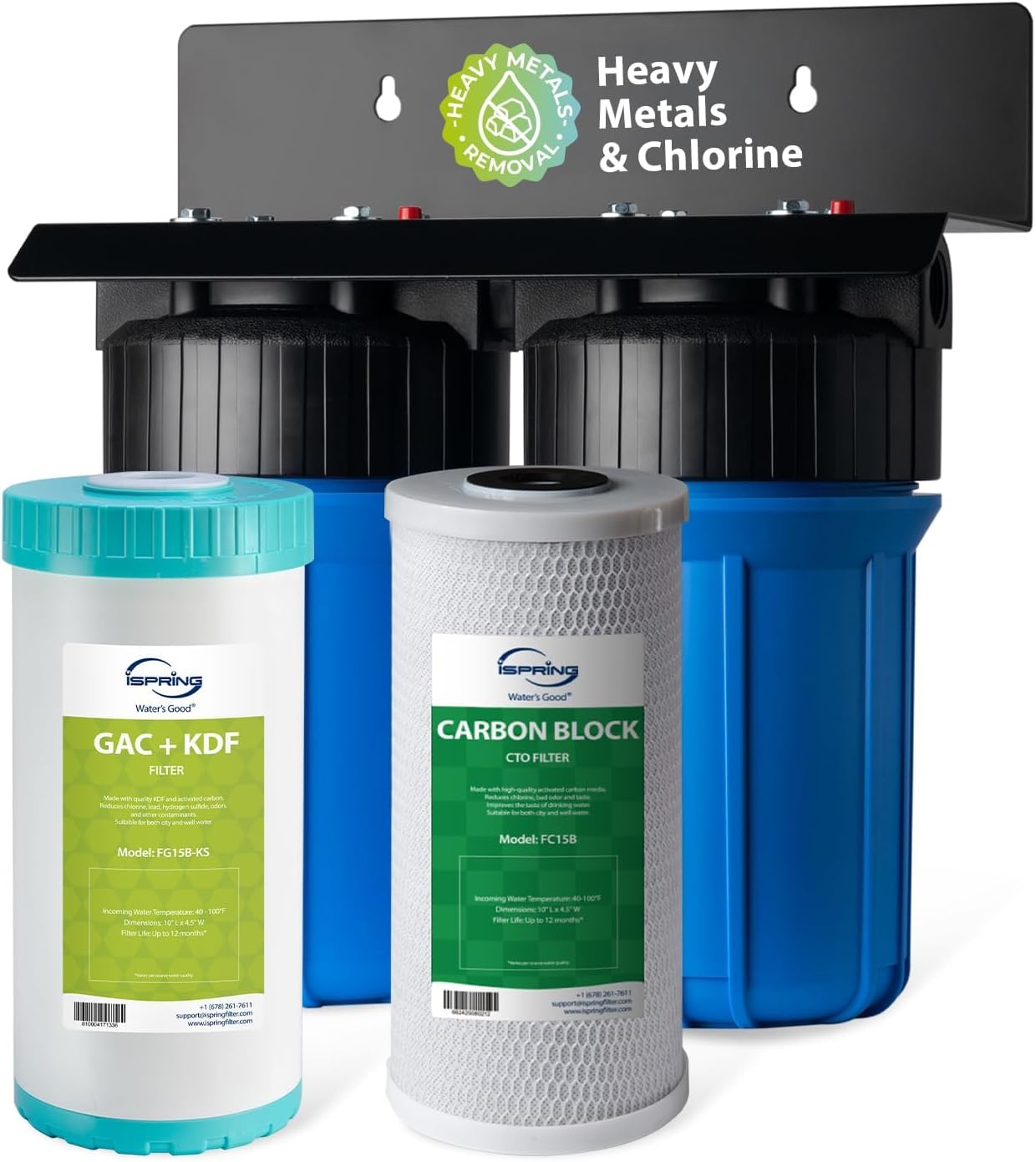 iSpring WGB21B-KS Dual-stage 25-GPM Multi-method Hard Water Whole House ...