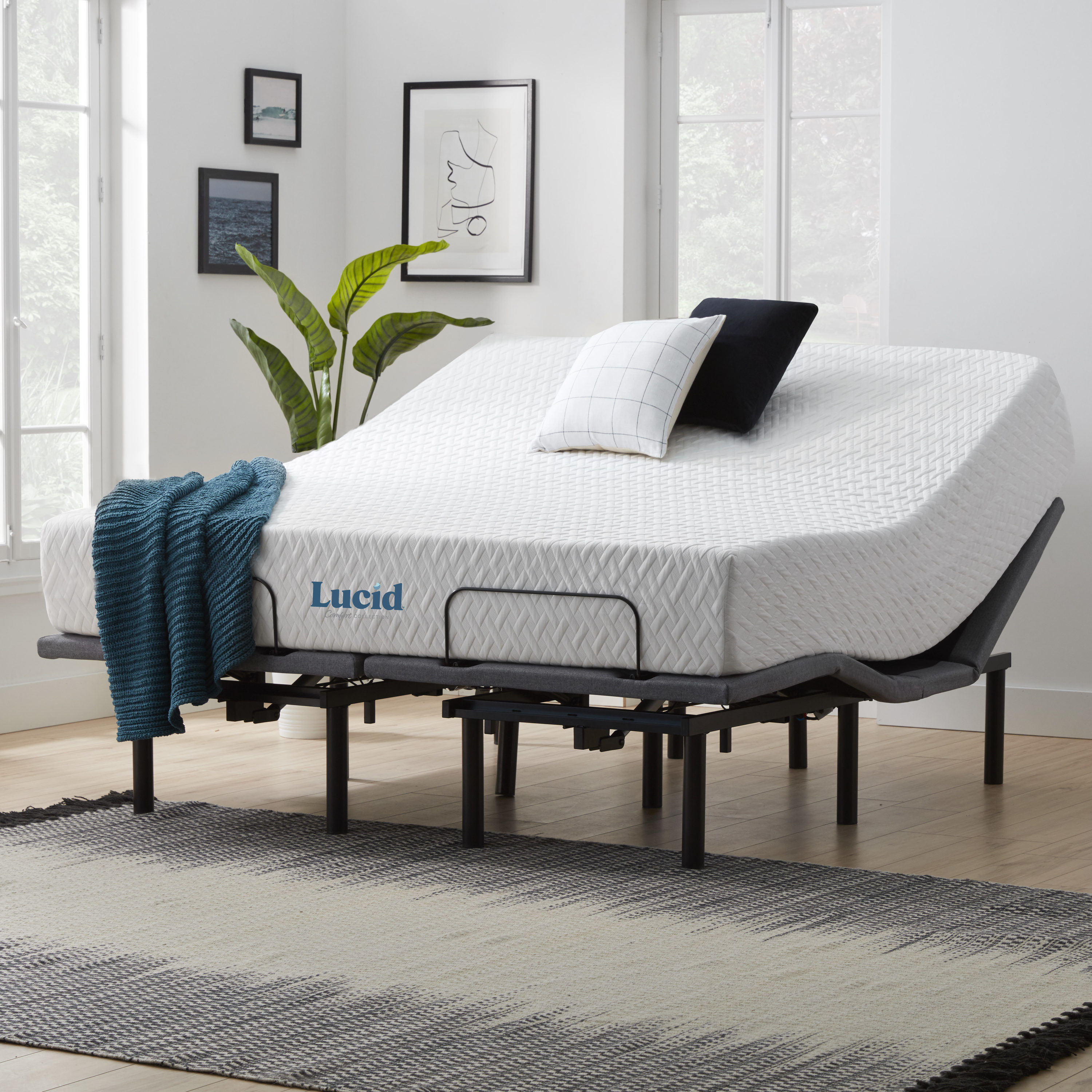 lucid comfort collection deluxe split king adjustable bed base