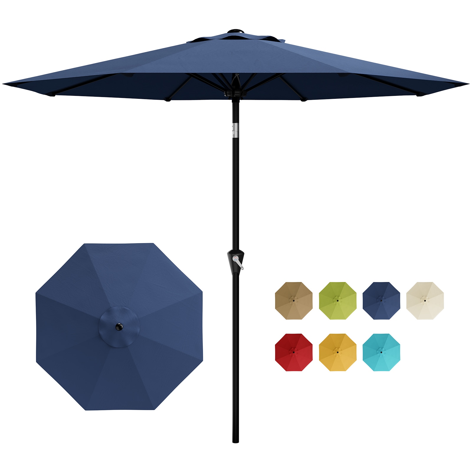 GarveeLife 10FT Patio Umbrella Outdoor Table Umbrella with Crank Lift and Push Button Tilt 8 Sturdy Ribs UV Protection Waterproof Canopy for Garden Pool Deck Backyard Market