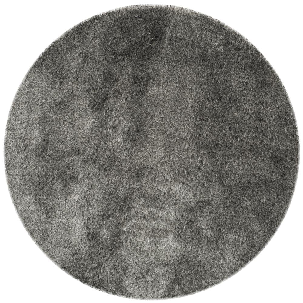 Safavieh SG511-7575-7R Paris Shag 7 x 7 (ft) Tufted Polyester Silver Round Indoor Solid Area rug
