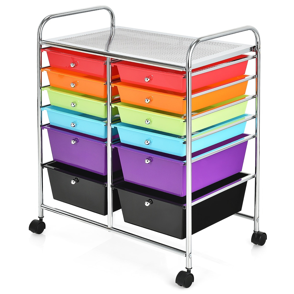 Costway HW56500MT 12 Drawers Rolling Cart Storage Scrapbook Paper Studio Organizer Bins Multicolor