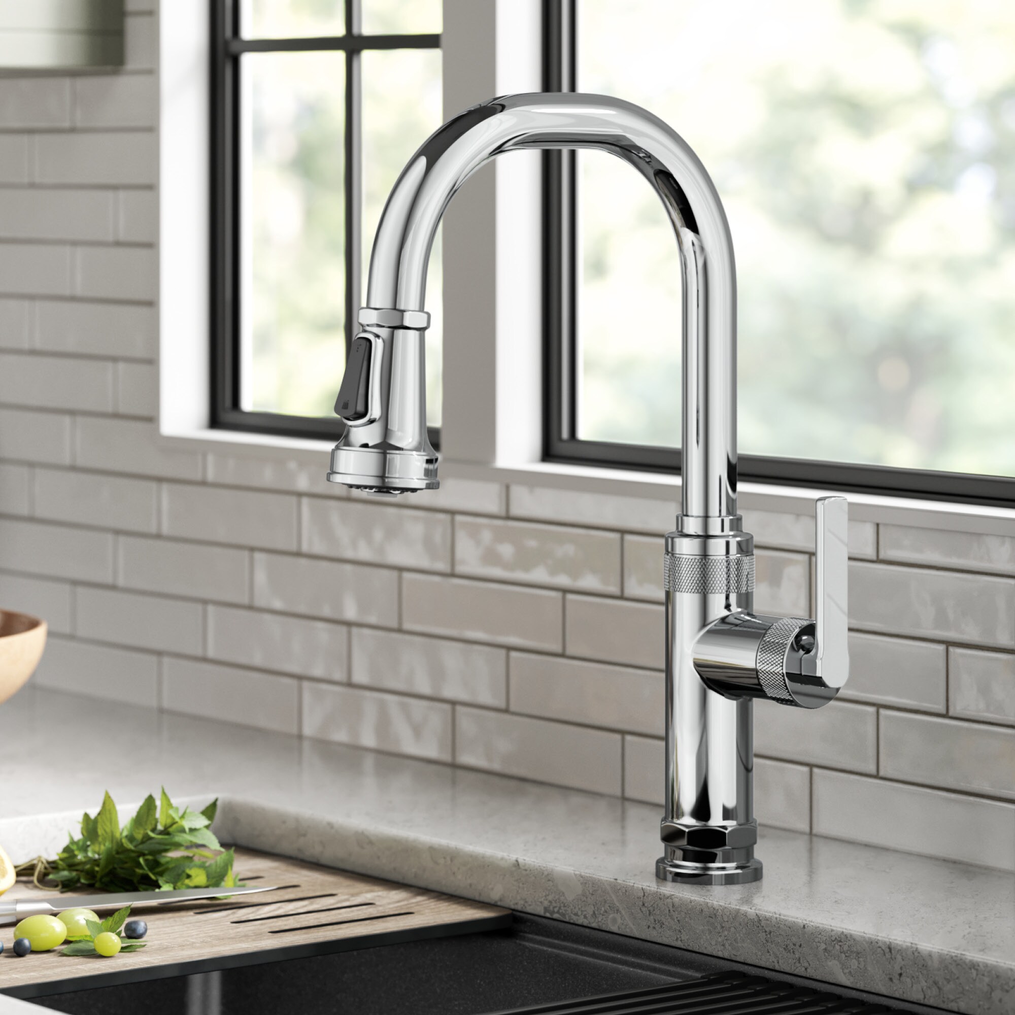 Kraus Allyn Chrome Single Handle High-arc Kitchen Faucet in the Kitchen ...