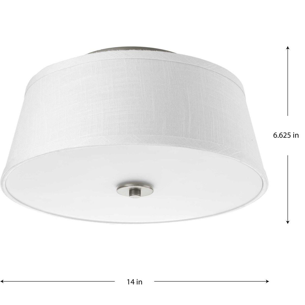 Arden Brushed Nickel 2-Light Flush Mount with Linen Shade