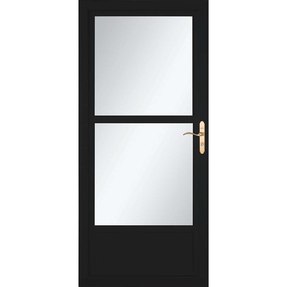 Tradewinds Selection 36-in x 81-in Obsidian Mid-view Retractable Screen Aluminum Storm Door with Polished Brass Handle in Black | - LARSON 1460605207