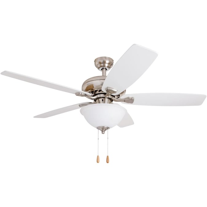 Brushed Nickel Indoor Ceiling Fan, Nickel Ceiling Fan With White Blades