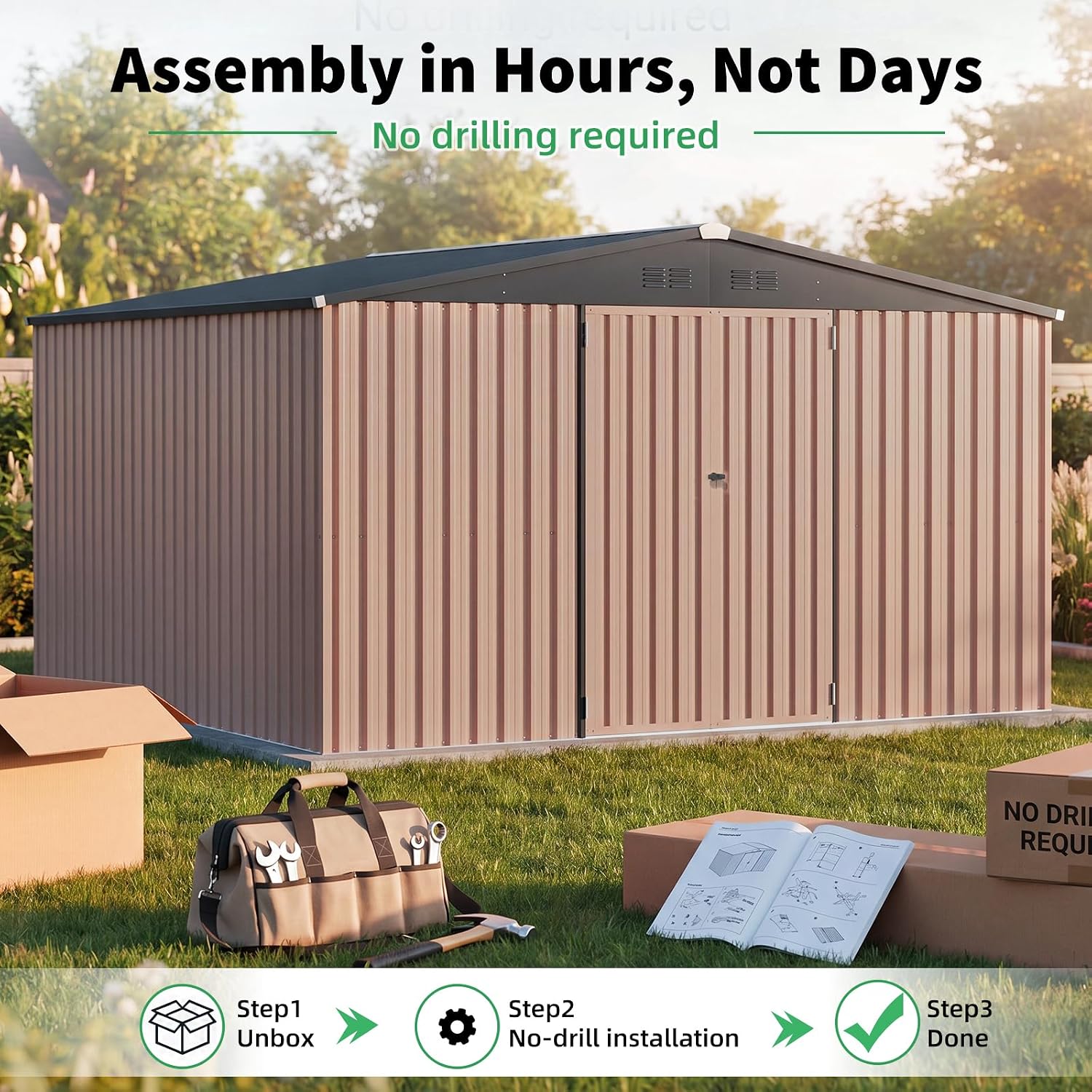 YODOLLA 16323GR-Y-LS02 Metal-Storage-Buildings-Sheds - View #3