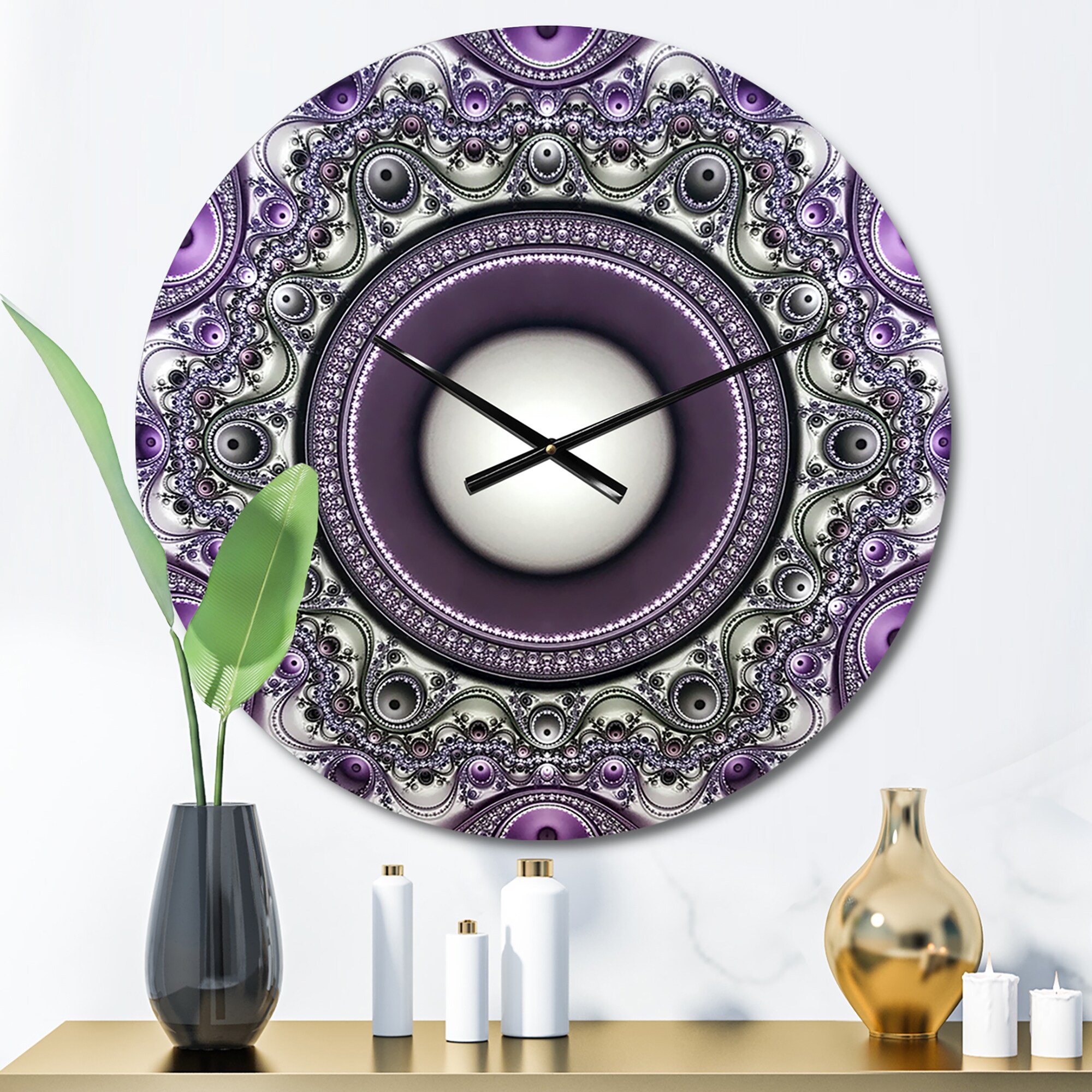 Designart Purple Metal Round Wall Clock - Modern Style, 23-in Diameter 