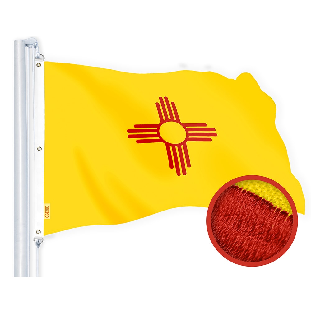 G128 6-ft W x 10-ft H New Mexico State Embroidered Flag Spun Polyester