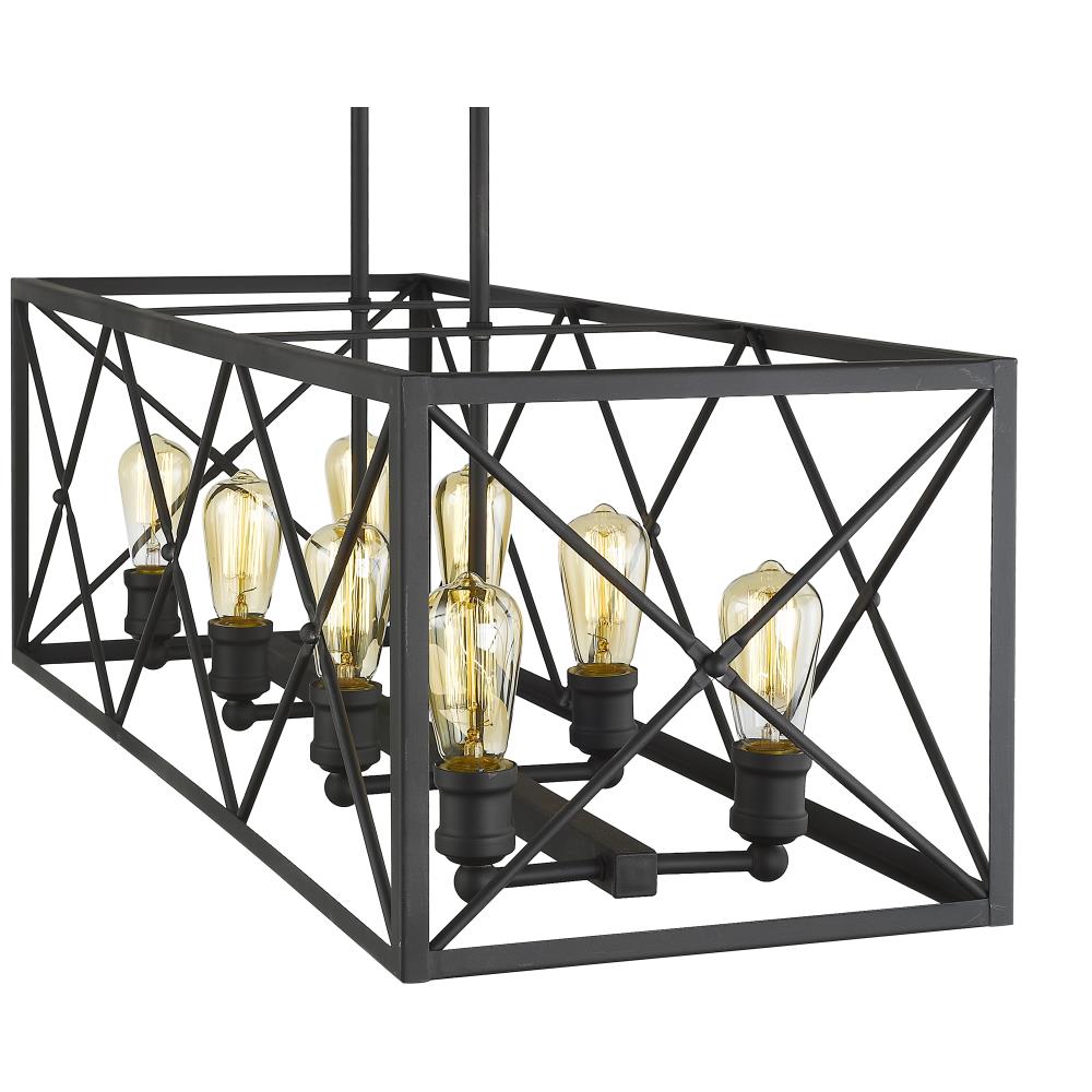 Brooklyn Matte Black 8-Light Island Pendant with Metal Framework
