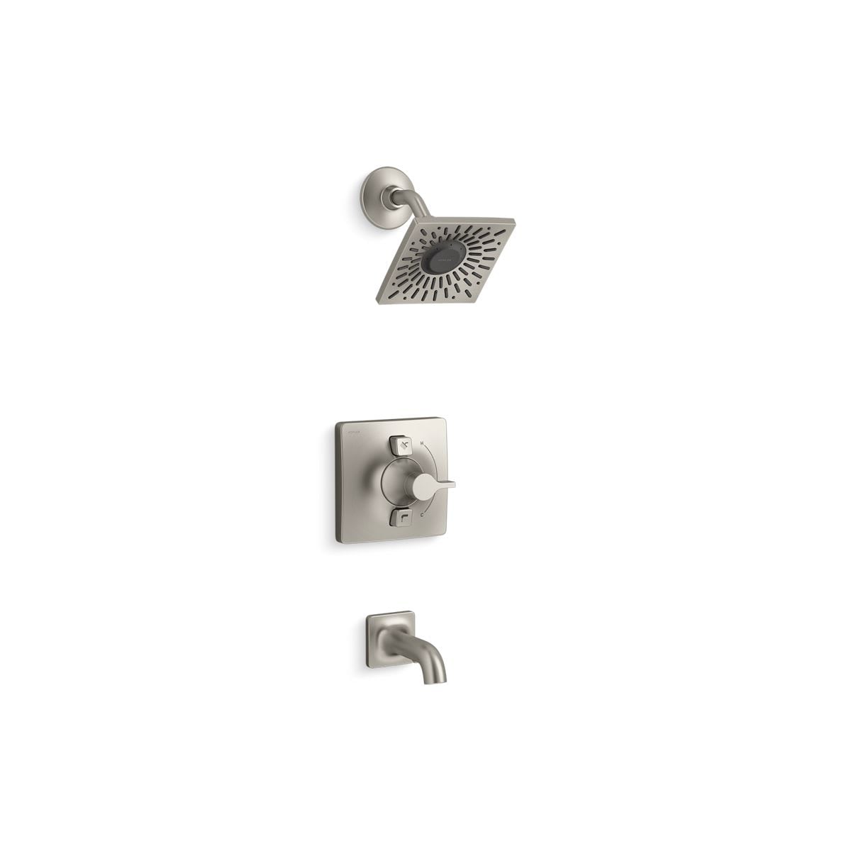 KOHLER R22799-4G-BN Venza 1.75 GPM 1-Handle Tub and Shower Trim Kit in Vibrant Brushed Nickel (Valve Included)