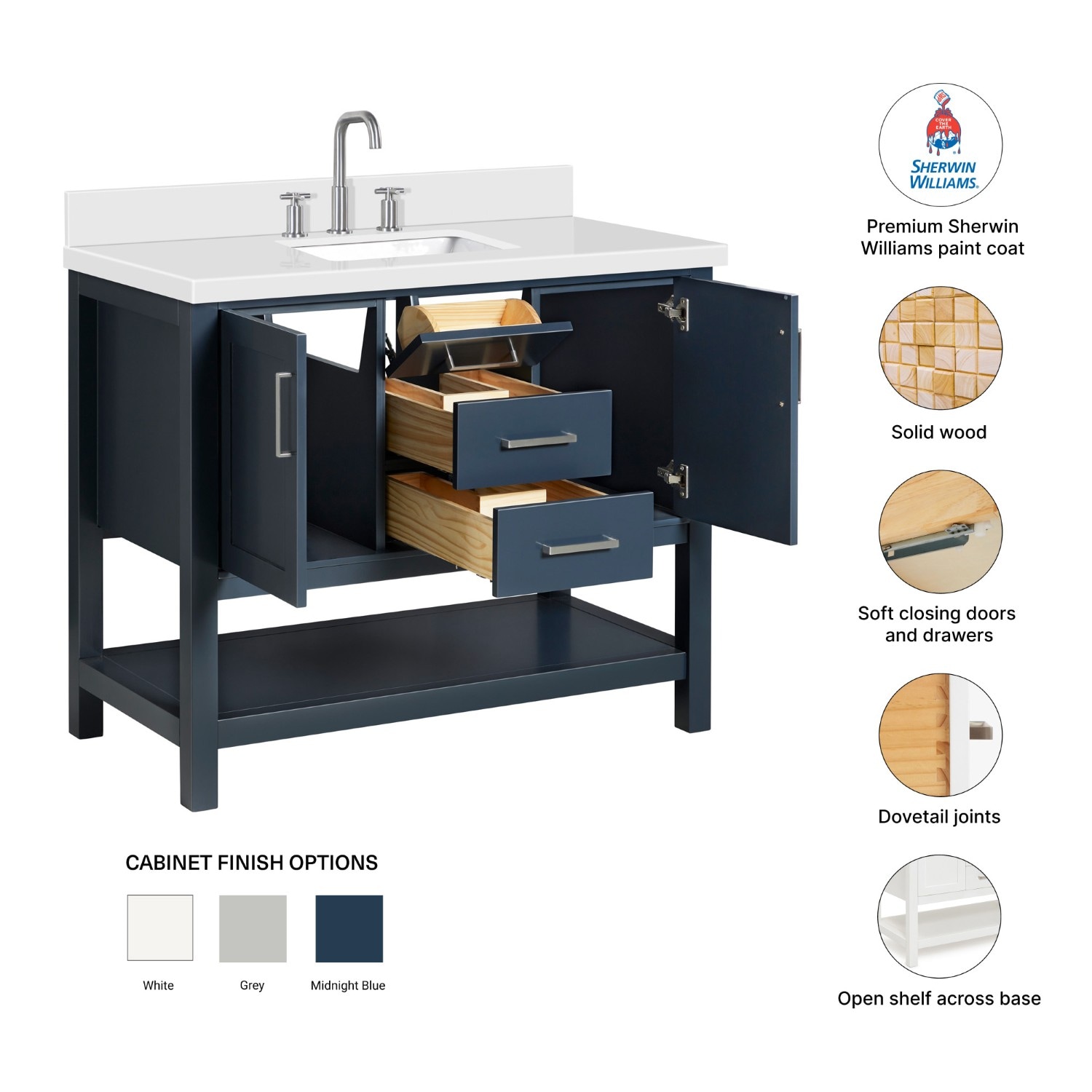 ARIEL R043SWQRVOMNB Bath-Vanity-Combo - View #5