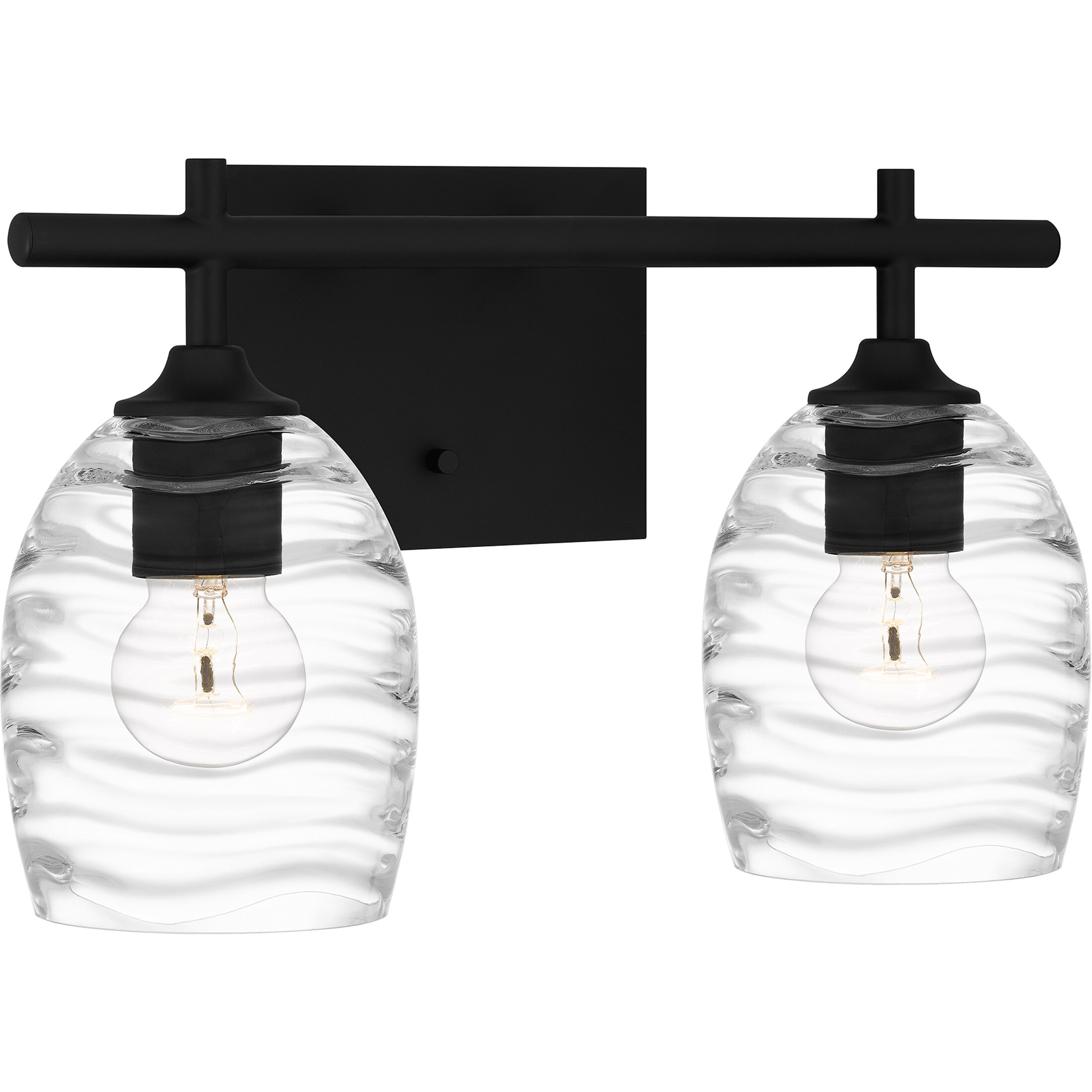 Lucy Matte Black 2-Light Vanity with Clear Optic Glass Shades