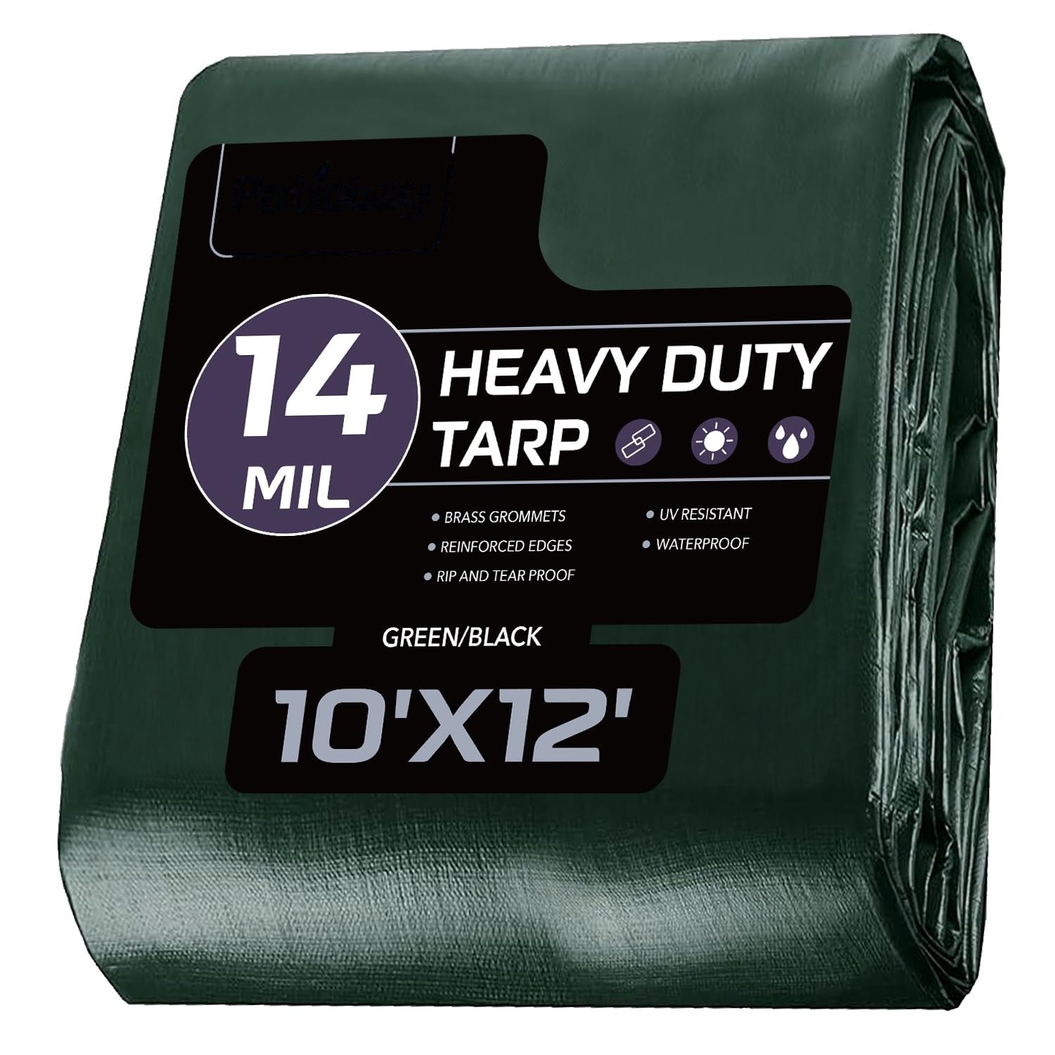 Anqtovp Heavy Duty Tarp 10x12 Feet 14 Mil Waterproof UV Resistant with ...