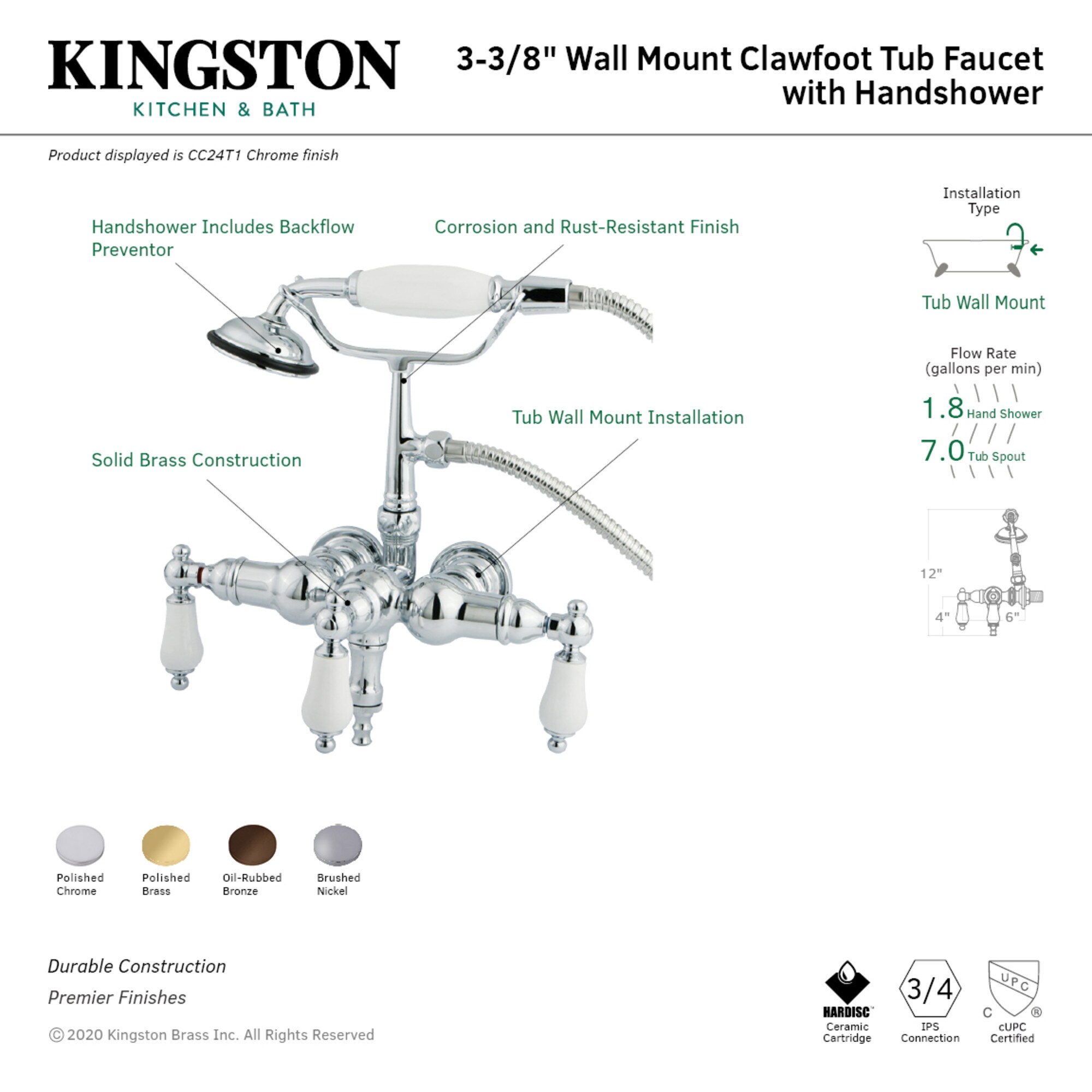 Kingston Brass WLCC24T1 Roman-Tub-Faucets - View #2