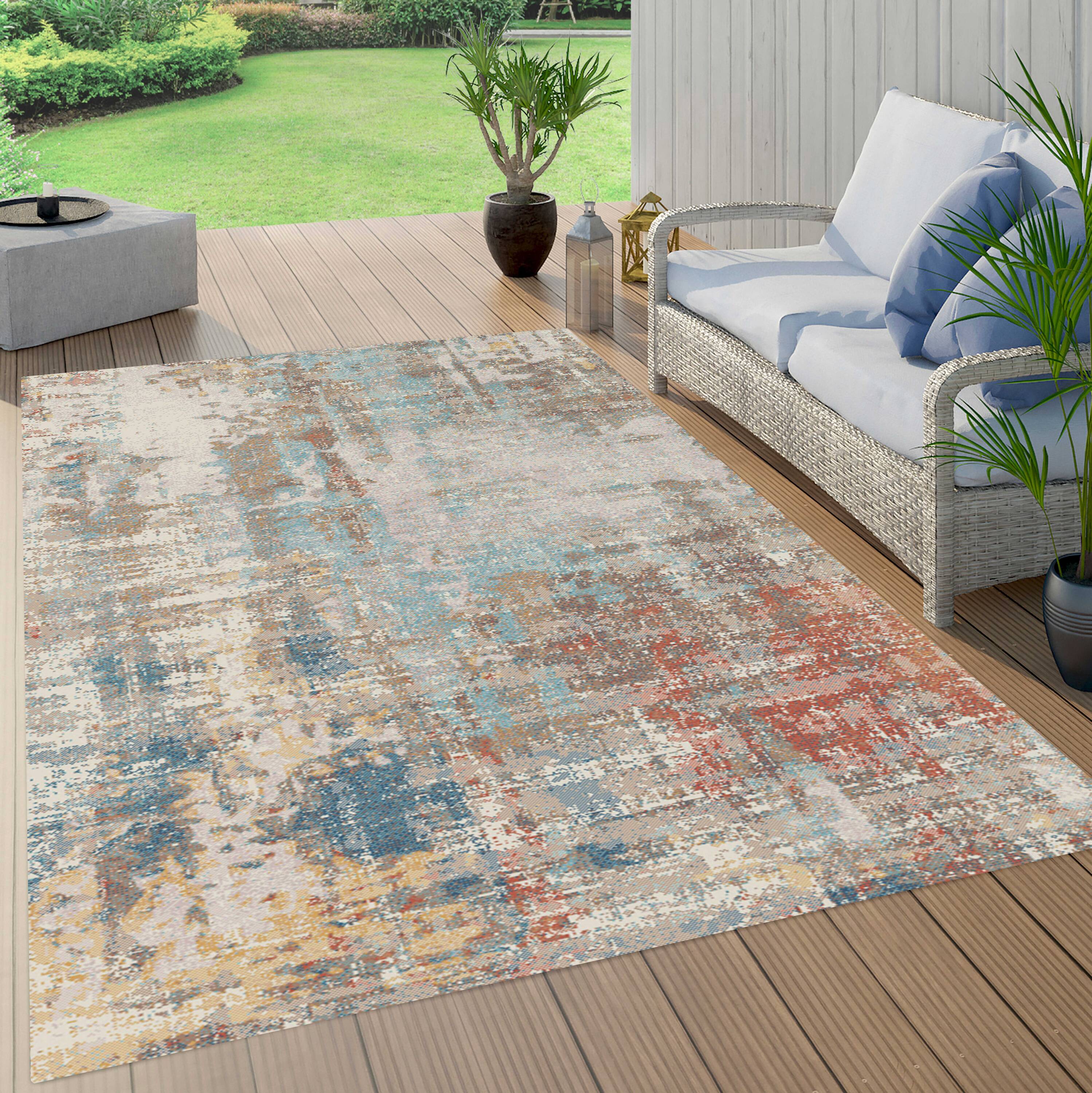 MDA Rugs TL0258 Trellis 5 x 8 (ft) Beige/Rose Rectangular Indoor/Outdoor Abstract Area rug