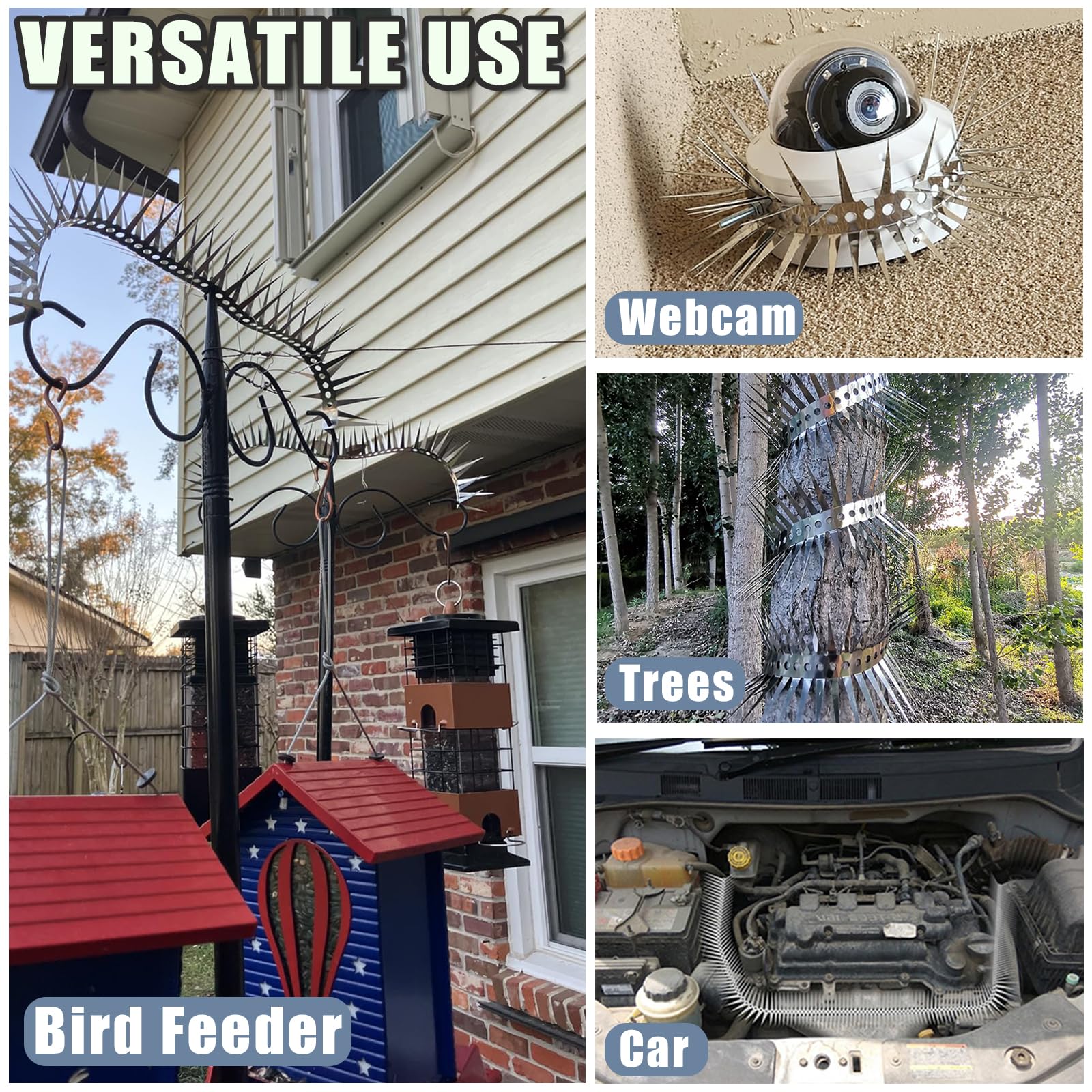 Ahfiwaso Bird Spikes 5 Feet Stainless Steel Fence Spikes Humane ...