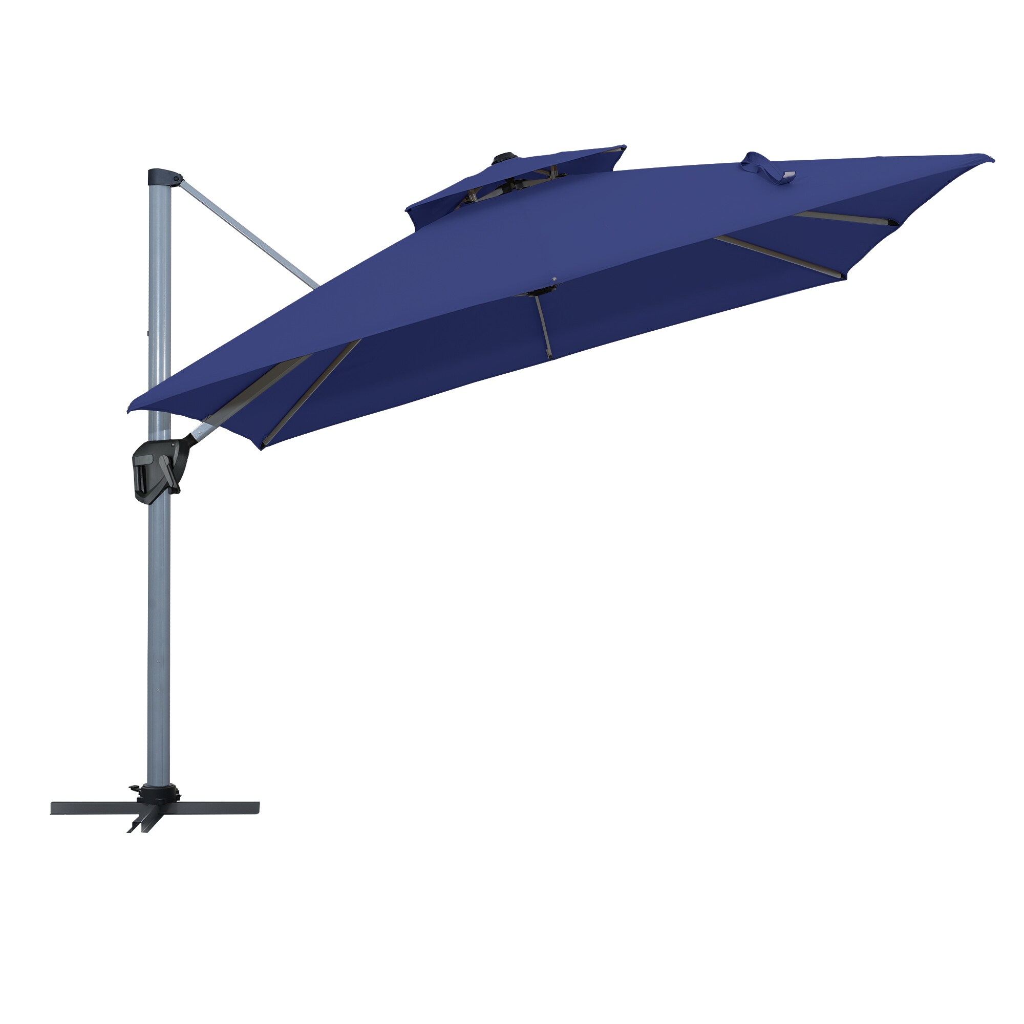 11-ft Aluminum Square Blue Cantilever Patio Umbrella | - CASAINC FM-002LB