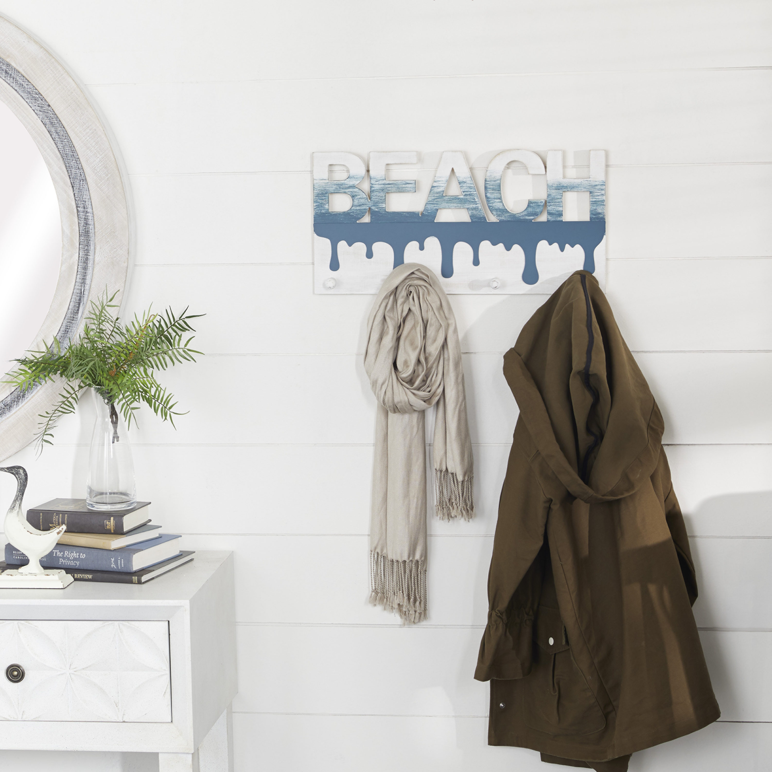 Grayson Lane 92199 4-Hook 19.05-in x 9.75-in H Blue Decorative Wall Hook (20-lb Capacity)