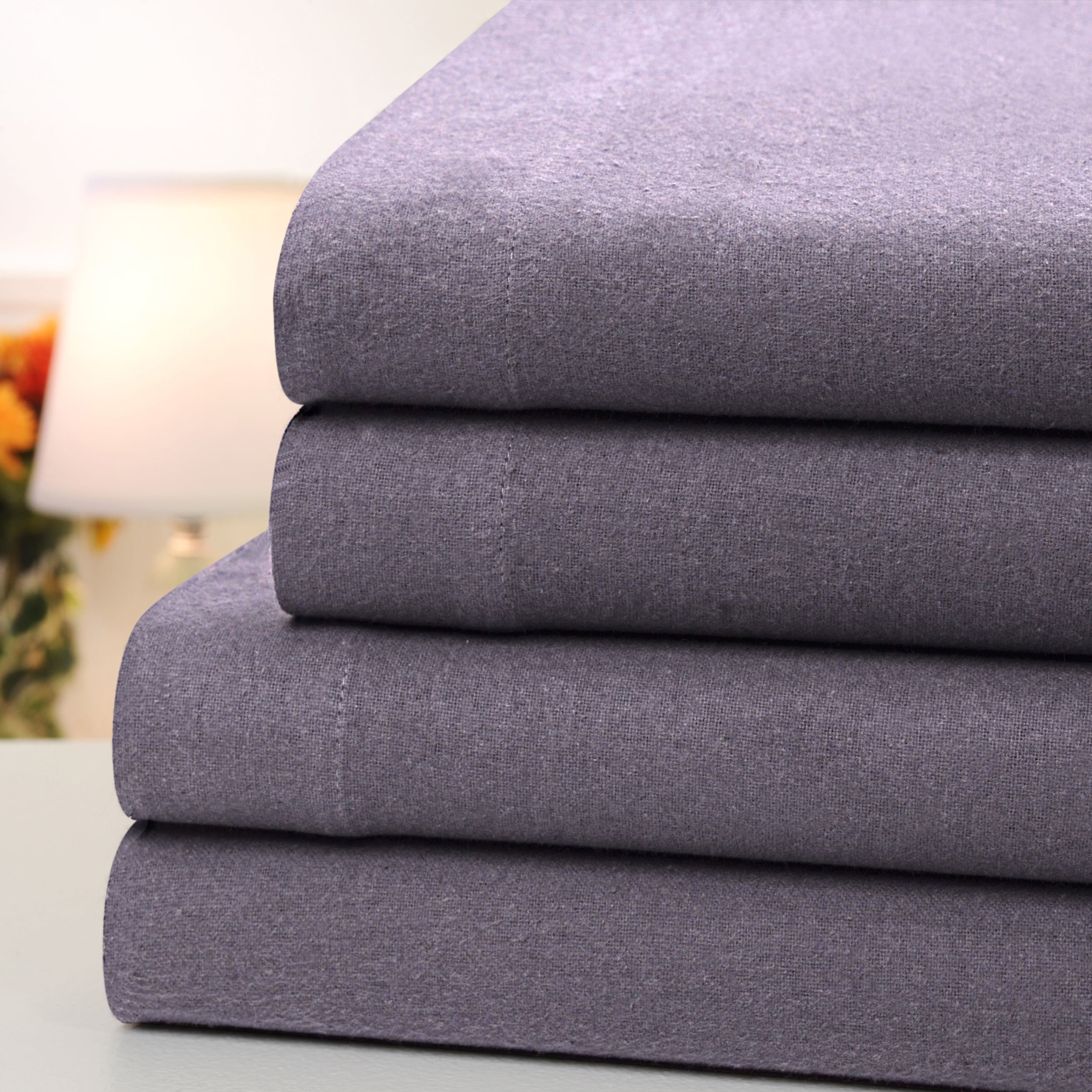 Bibb Home King Cotton Grey 4 -Piece Bed Sheet Set