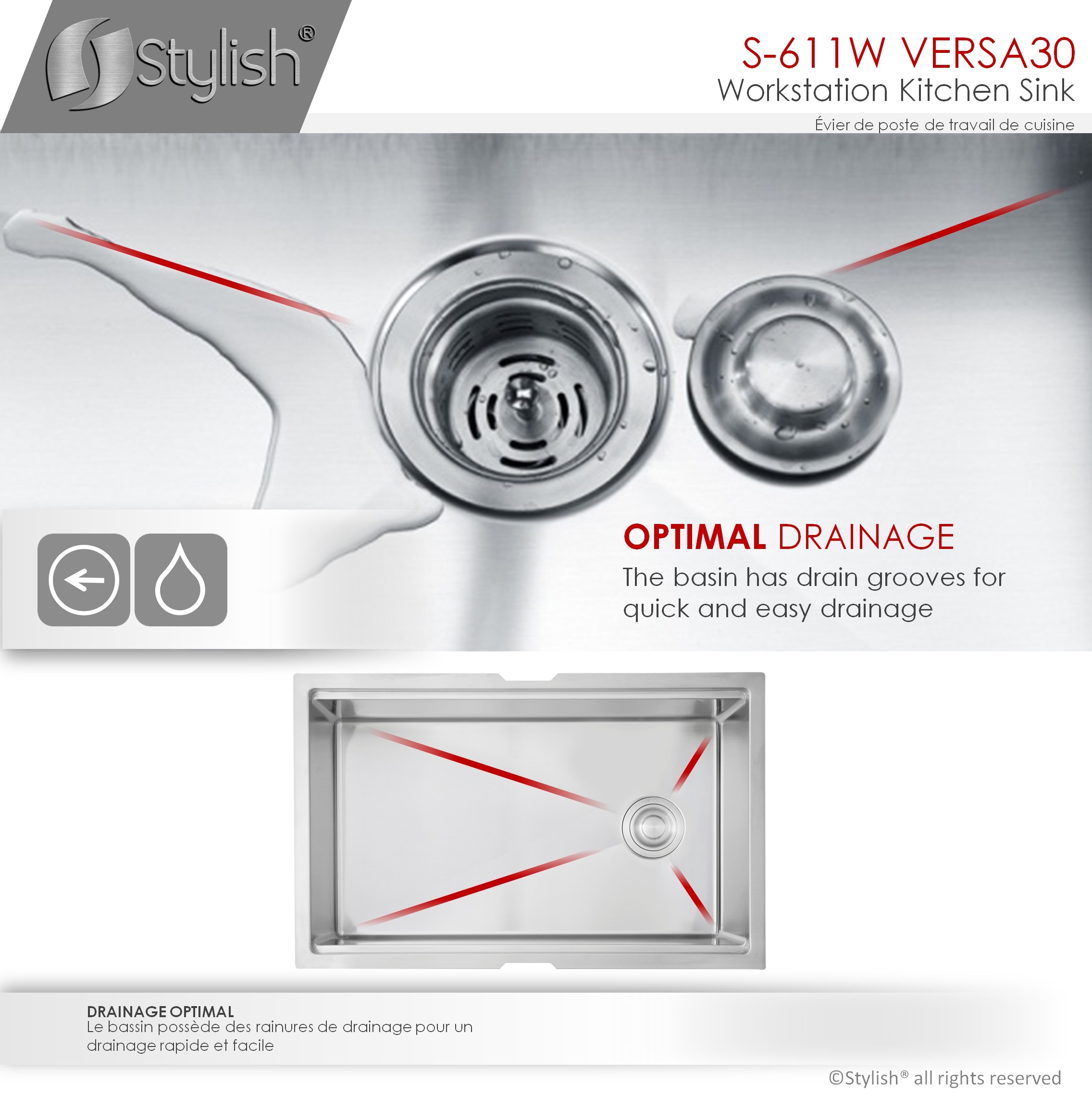 Stylish S-611W1 Kitchen-Sinks - View #11