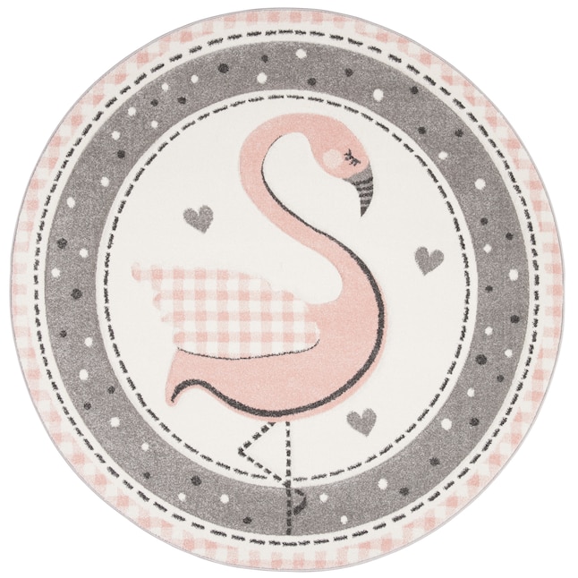 Safavieh Carousel Kids Stork 5 x 5 Pink/Ivory Round Indoor Kids Area Rug Safavieh Carousel Kids Stork 5 x 5 Pink/Ivory Round Indoor Kids Area Rug