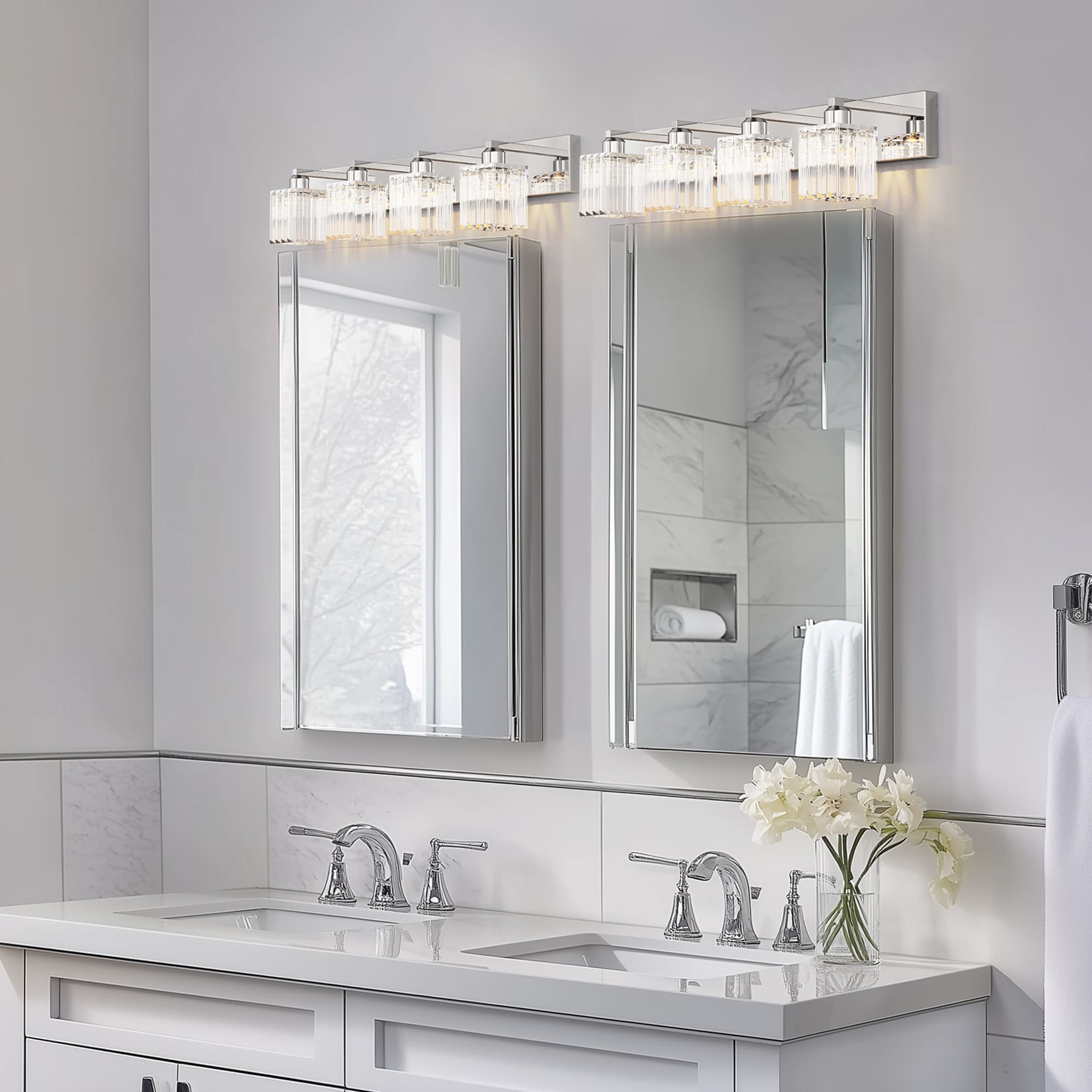 YANSUN LA-NB04501ANK-2A 28-in 2 -Light Black Integrated LED Modern/contemporary Vanity light