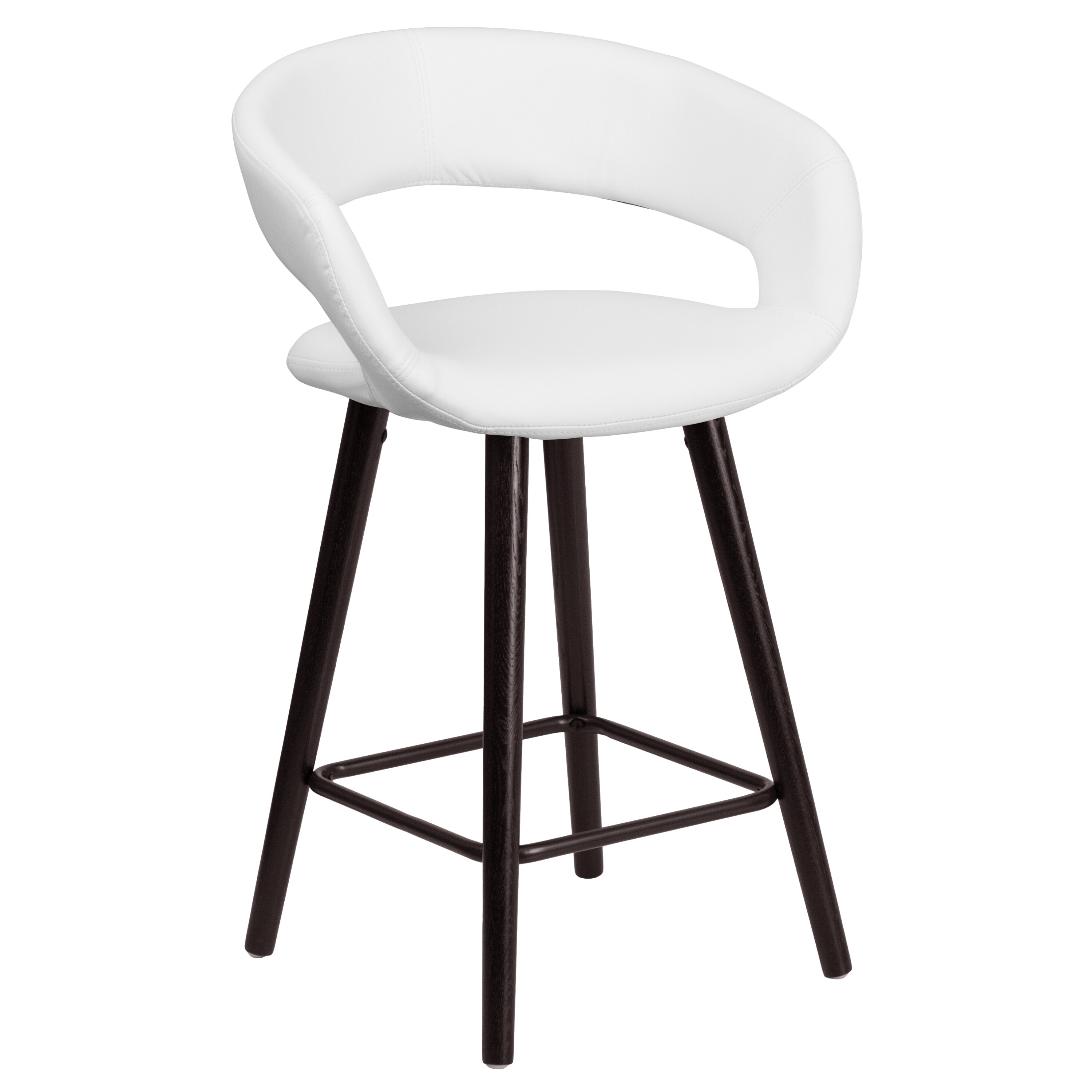 White plastic bar stools with online backs