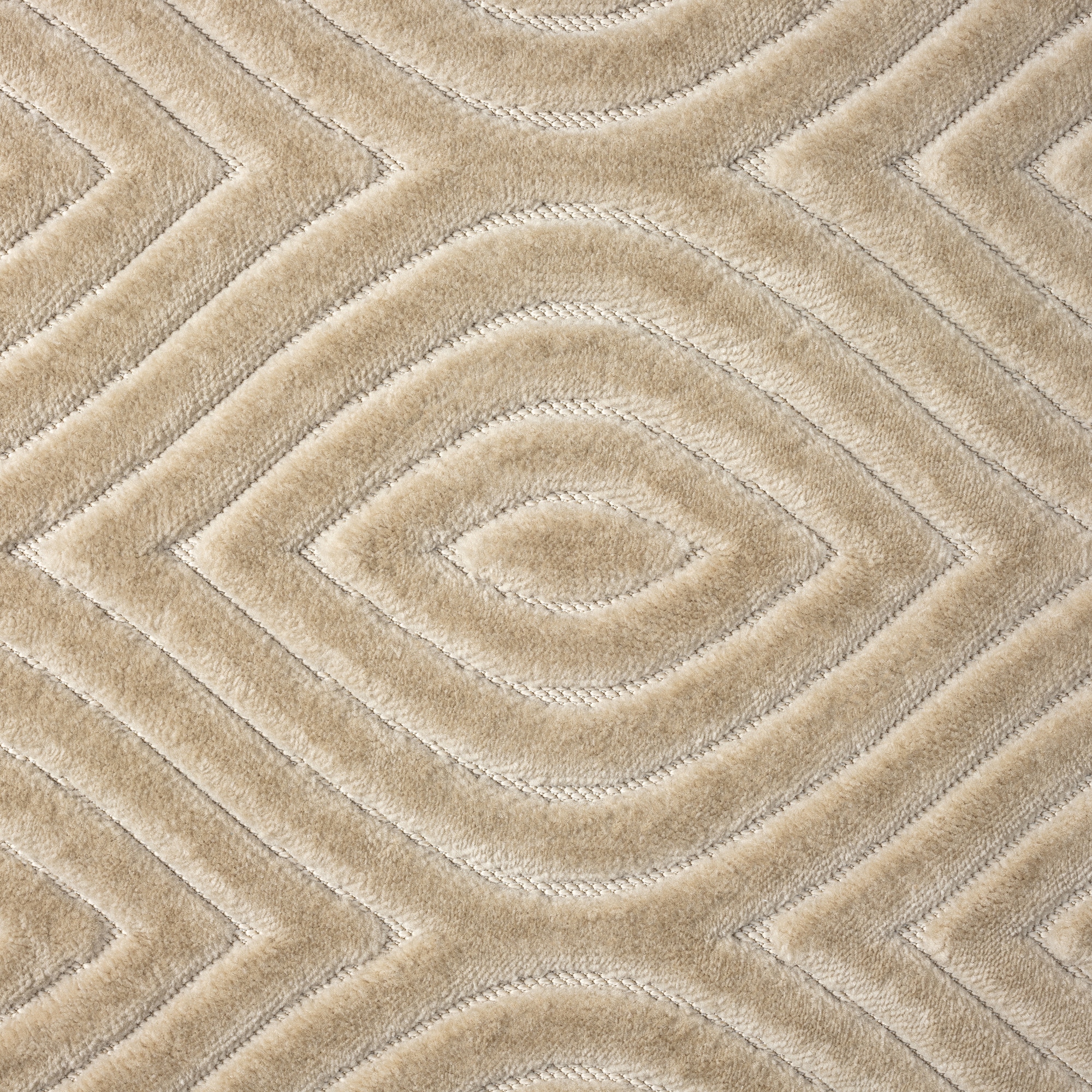 Beige Rectangular 5' x 7' Synthetic Stain-Resistant Area Rug