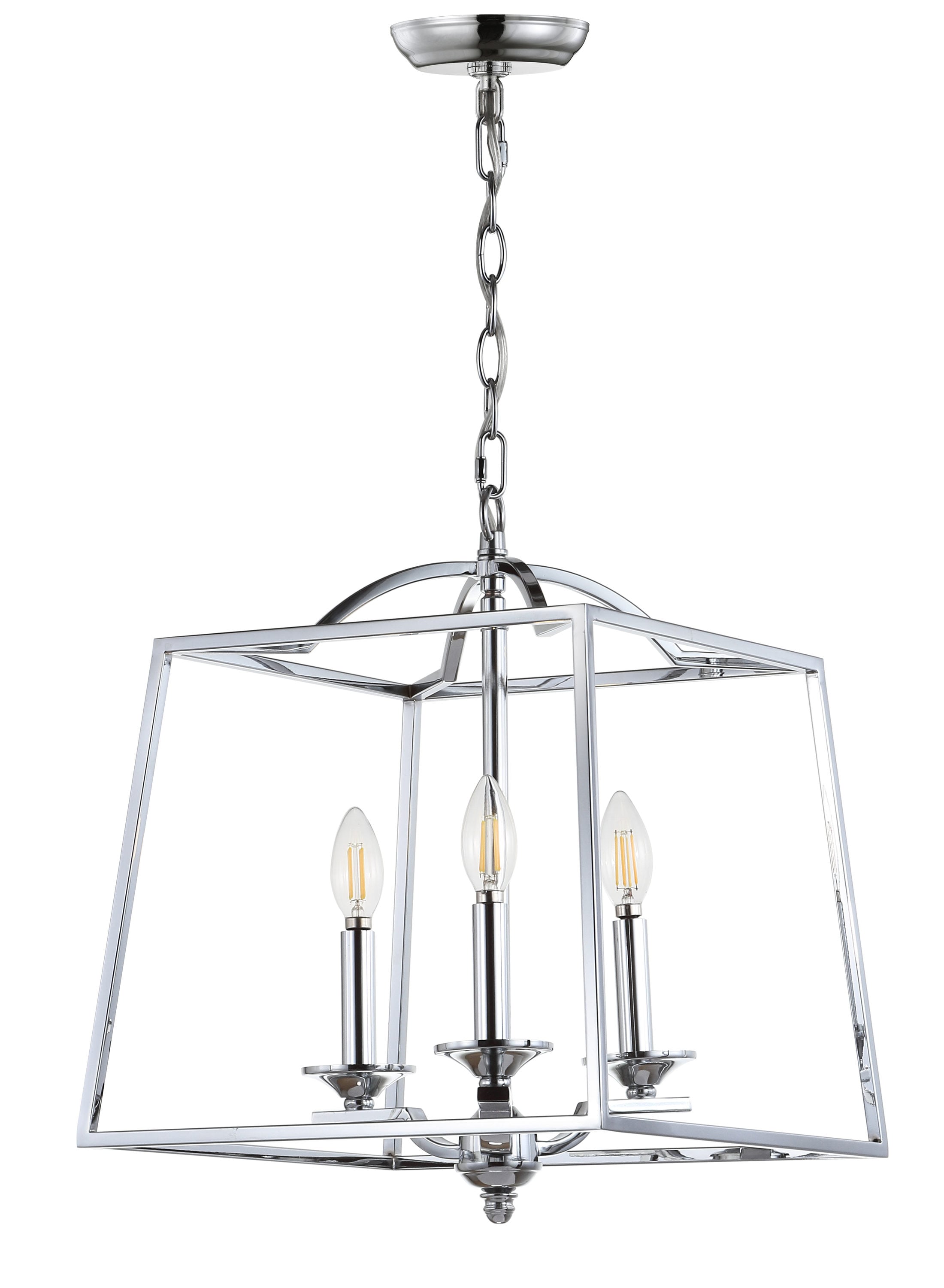 Chrome 14.5" 3-Light LED Pendant with Drum Shade