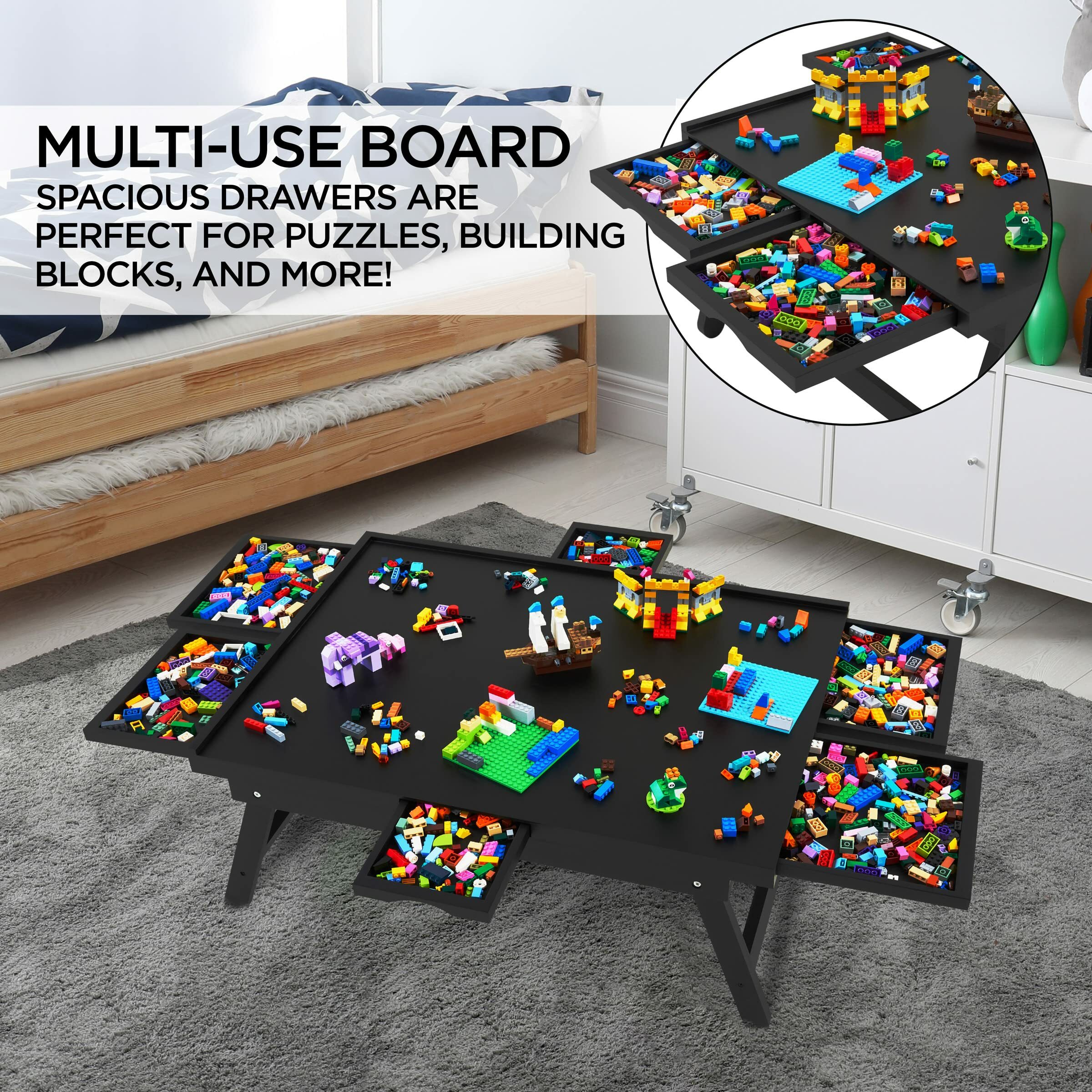 Jumbl 23x31 Jigsaw Puzzle Board Rack w/Legs, Mat & 6 Drawers - Dark Brown
