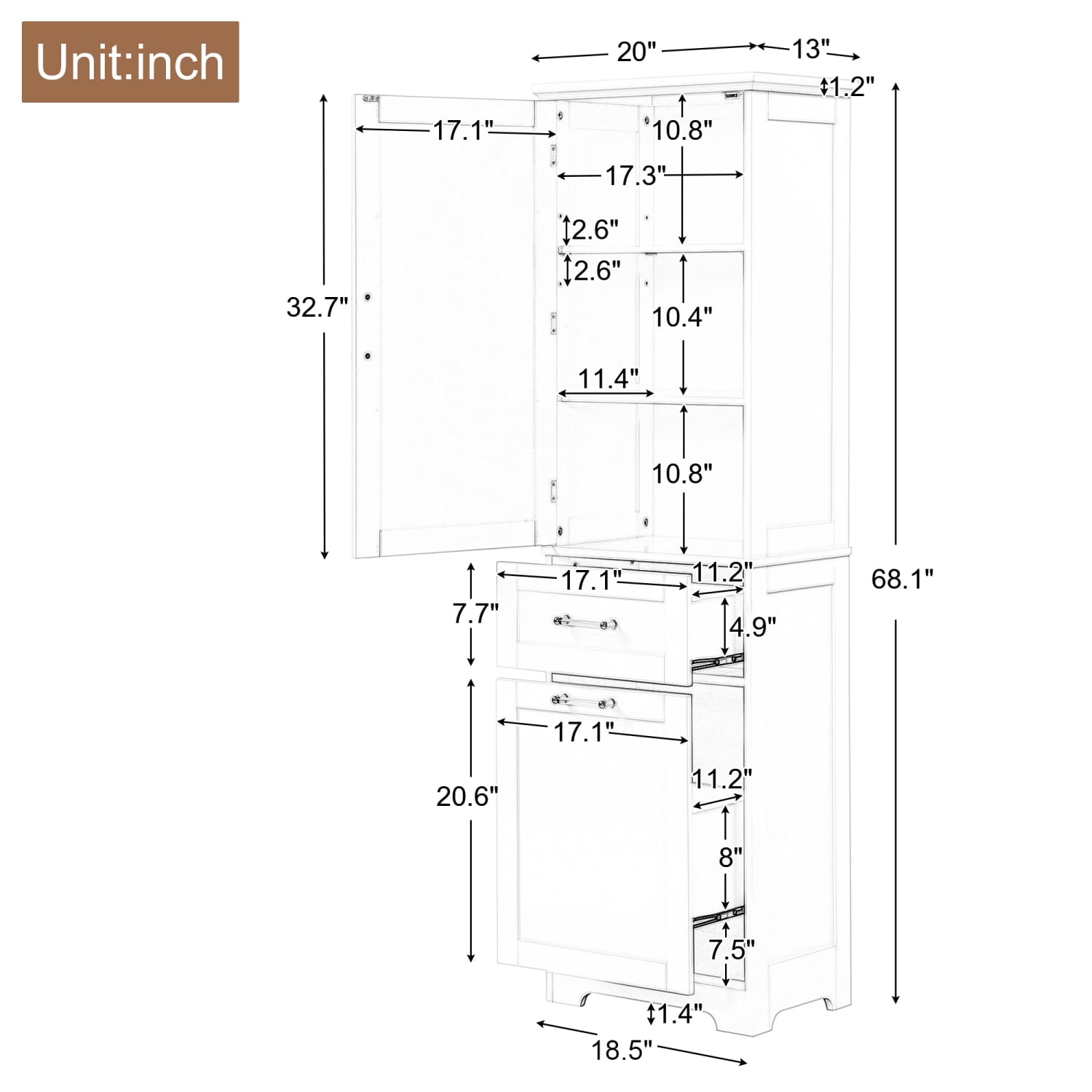Streamdale Furniture N725P206895E Bathroom-Wall-Cabinets - View #3