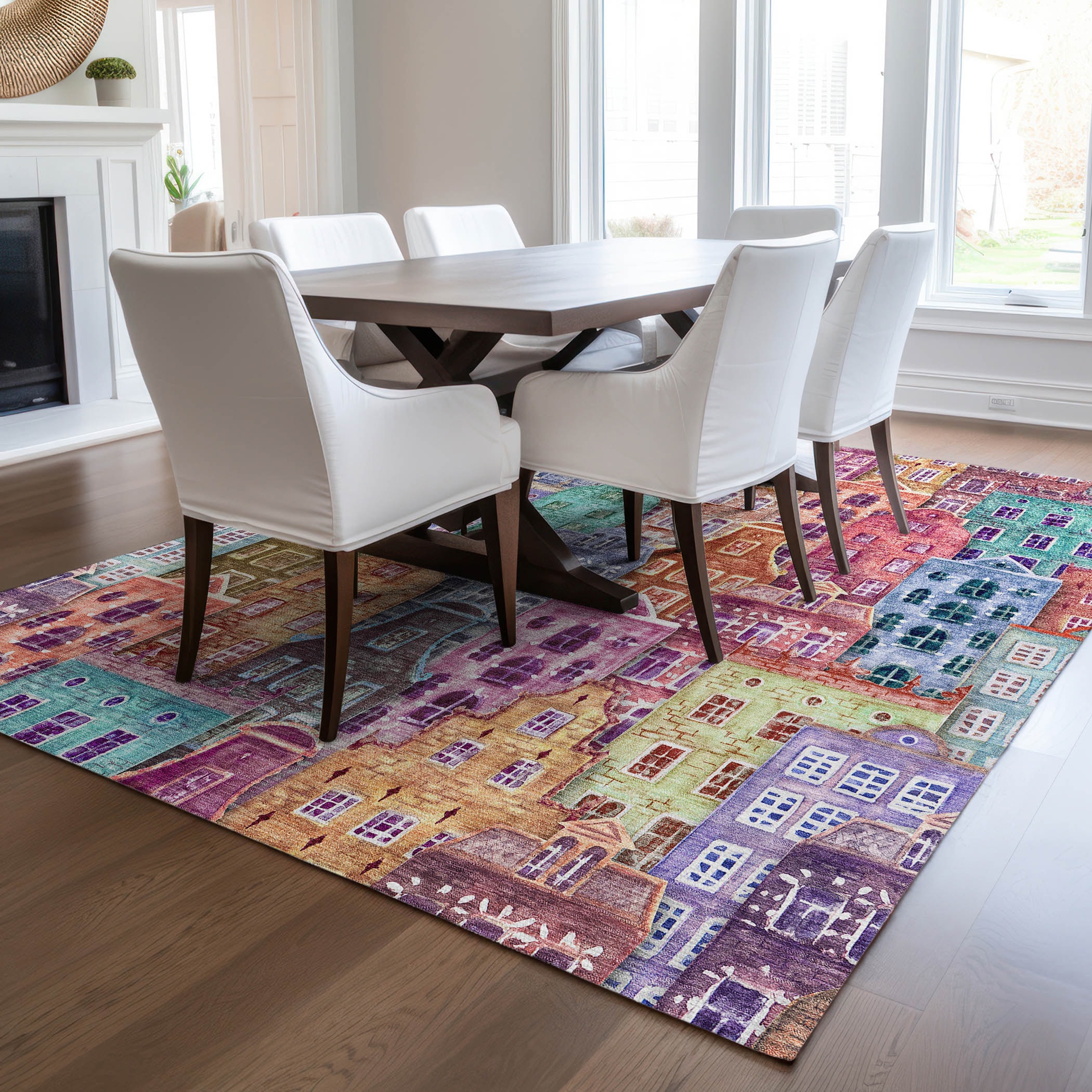 Addison Rugs ACN600RD8X10 Chantille ACN600RD 8 x 10 (ft) Polyester Red Rectangular Indoor/Outdoor Abstract Machine washable Area rug