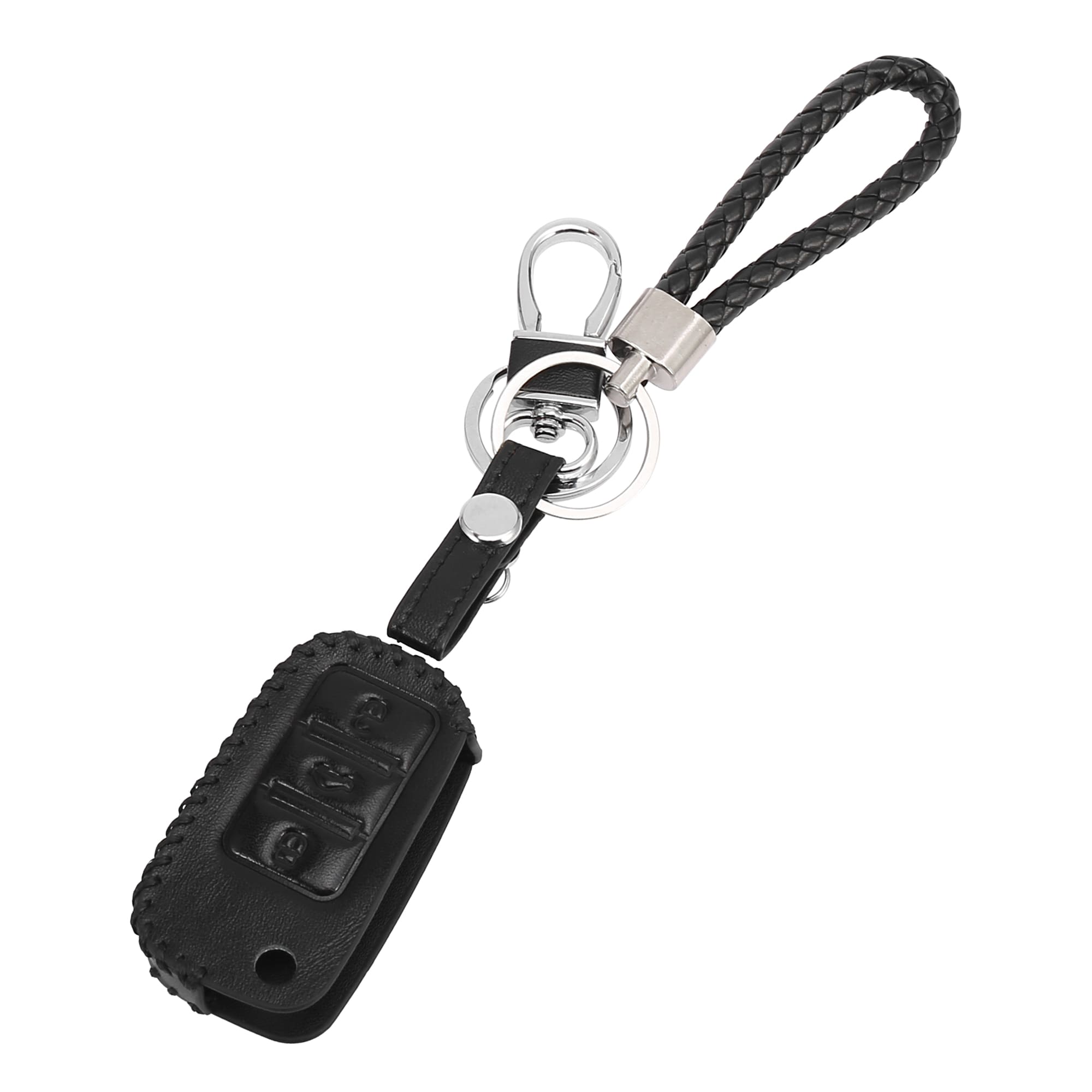 Unique Bargains Remote Key Fob Cover Case Leather for VW Jetta Golf Passat for Skoda Fabia Octavia 3 Buttons #S25122900UX3669