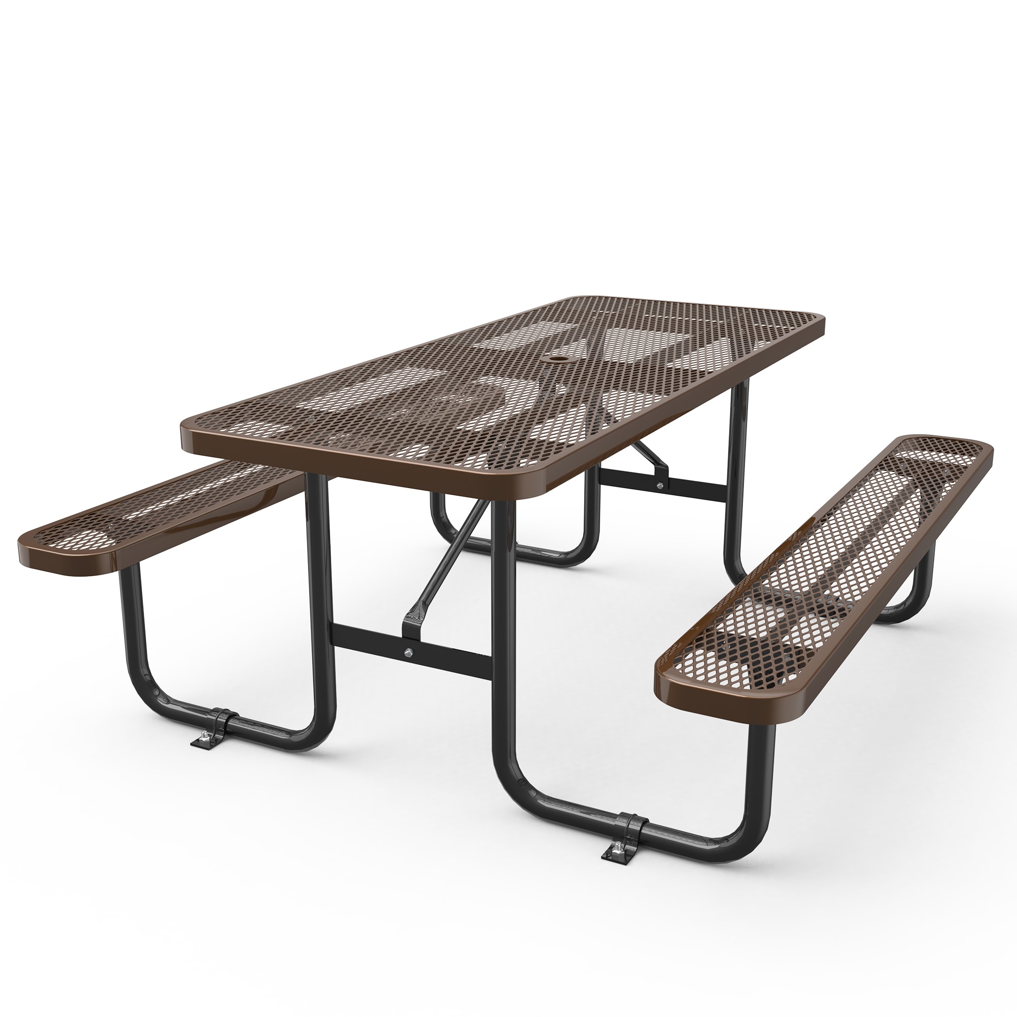 SINOFURN SYB740014BK 72-in Brown Steel Rectangle Picnic Table