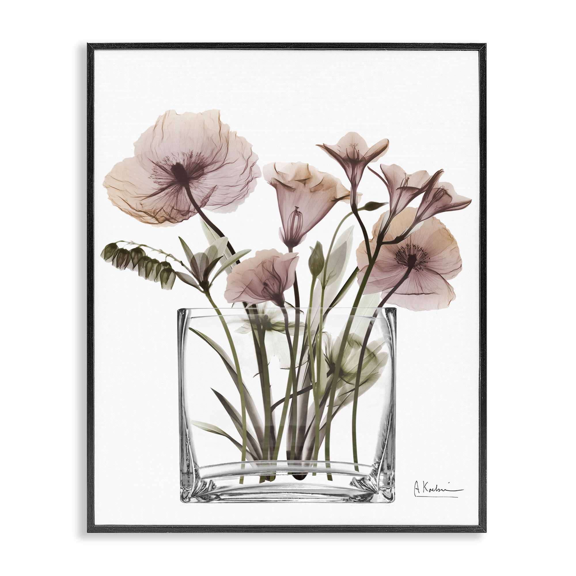 Stupell Industries BS-020-FR-24X30 Modern Translucent Flowers Black Framed Giclee Art By Albert Koetsier 24 x 30