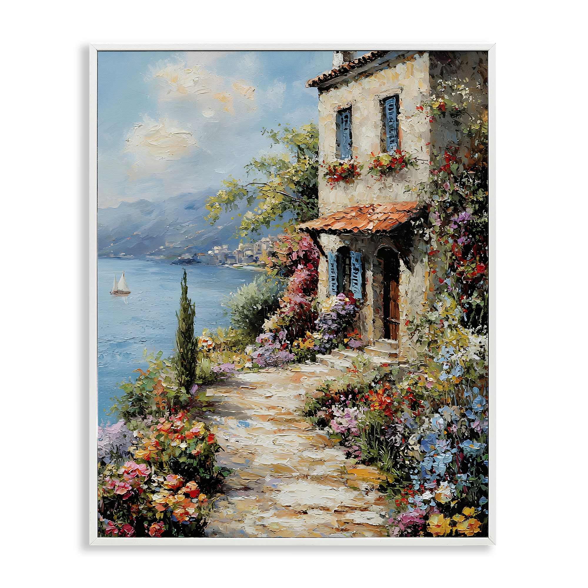 Stupell Industries BT-709-WFR-11X14 Seaside Cottage Architecture Framed Giclee design by Franklyn Gregory