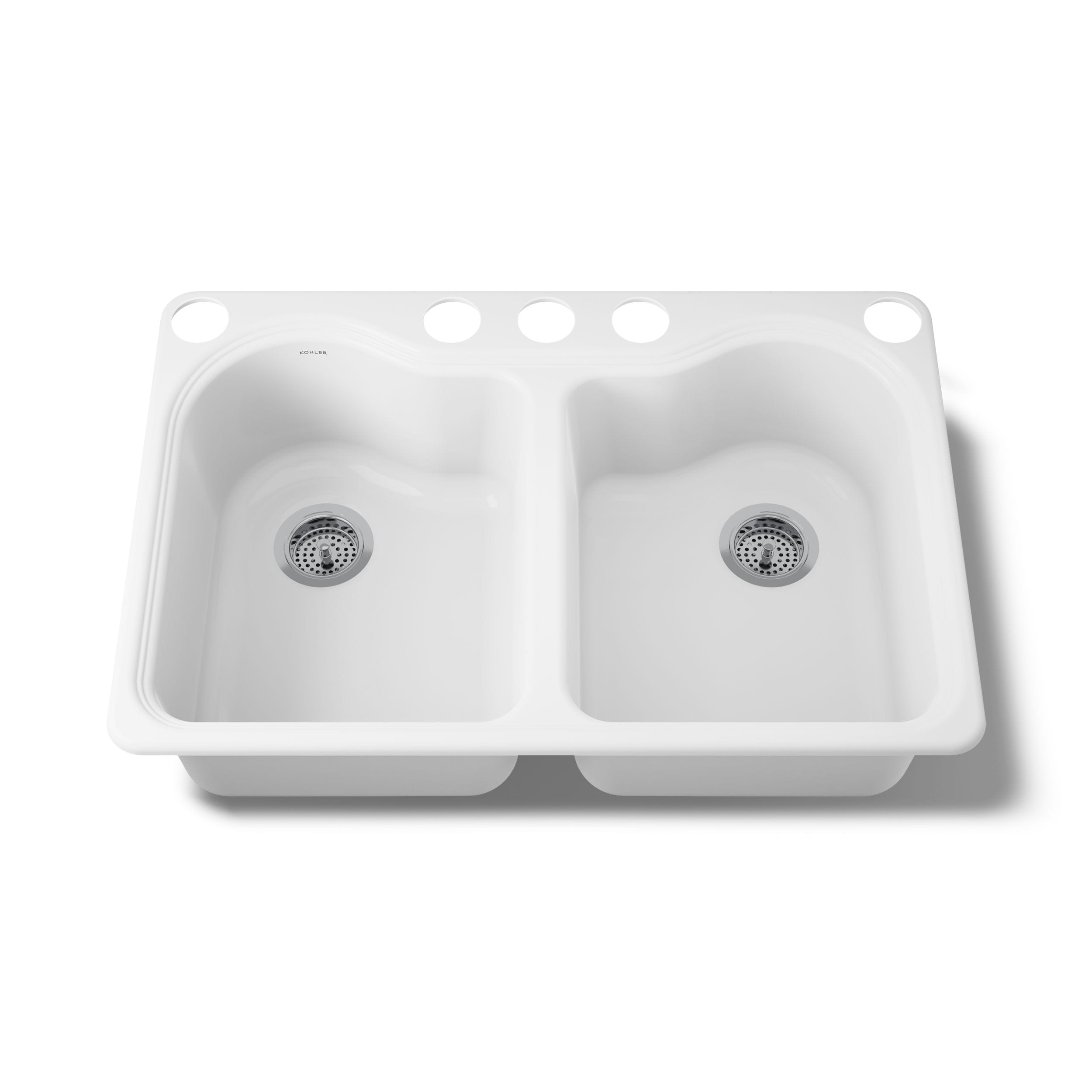 KOHLER Hartland Undermount 33.0-in x 22.0-in Cast iron Double equal bowl Kitchen Sink