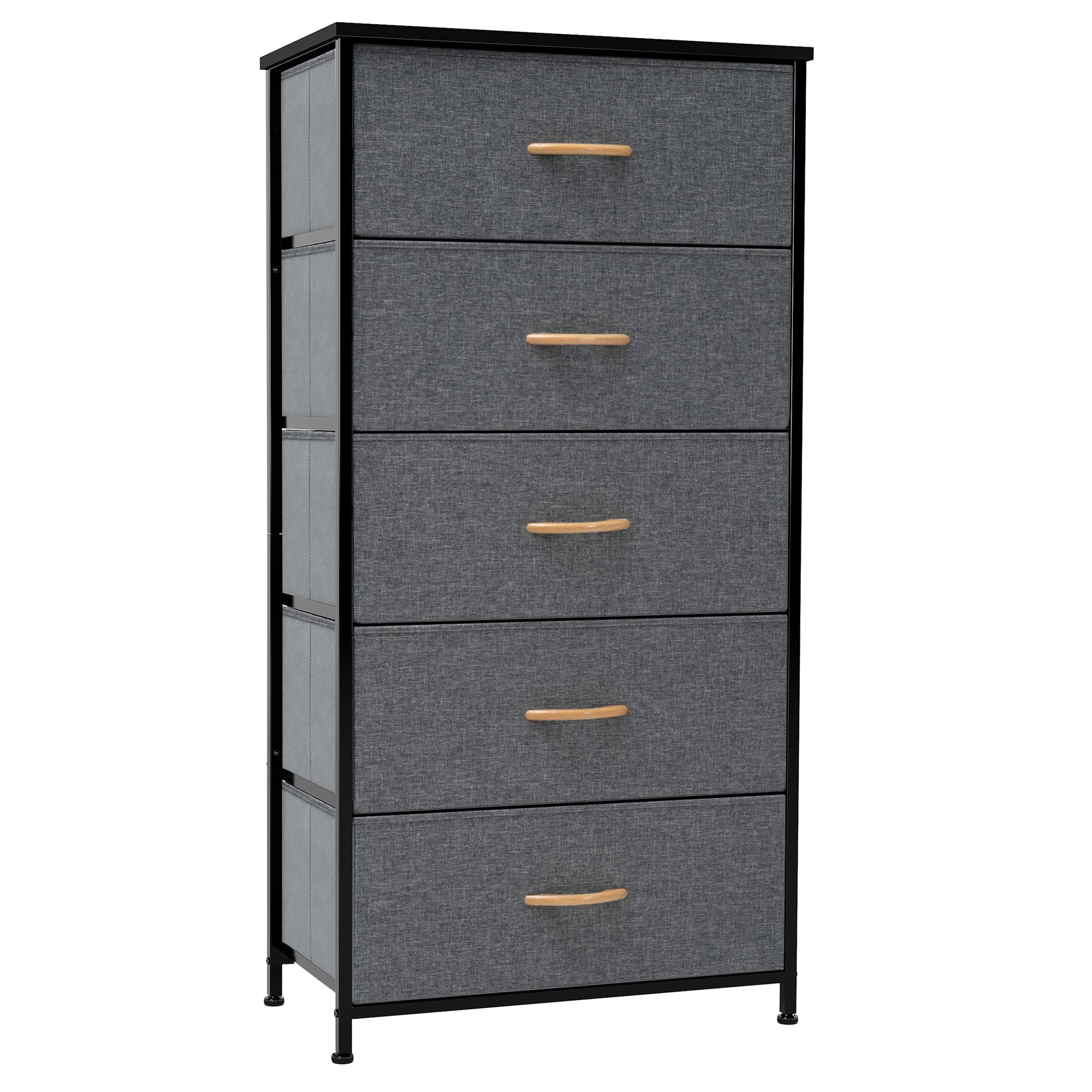 CloudFly CL-HD017GRY Dresser storage tower Dark Gray 5 -Drawer Combo dresser