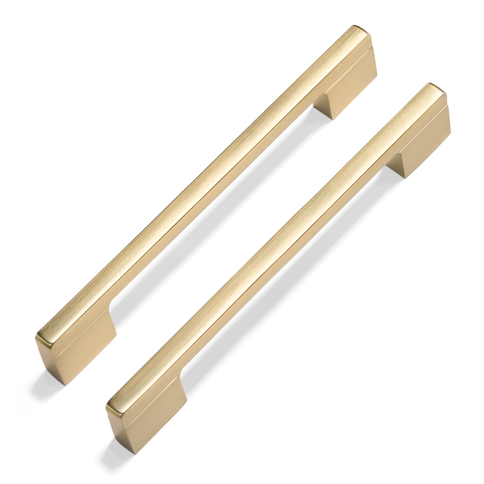 Light Brushed Brass Rectangular Modern Bar Pulls Set