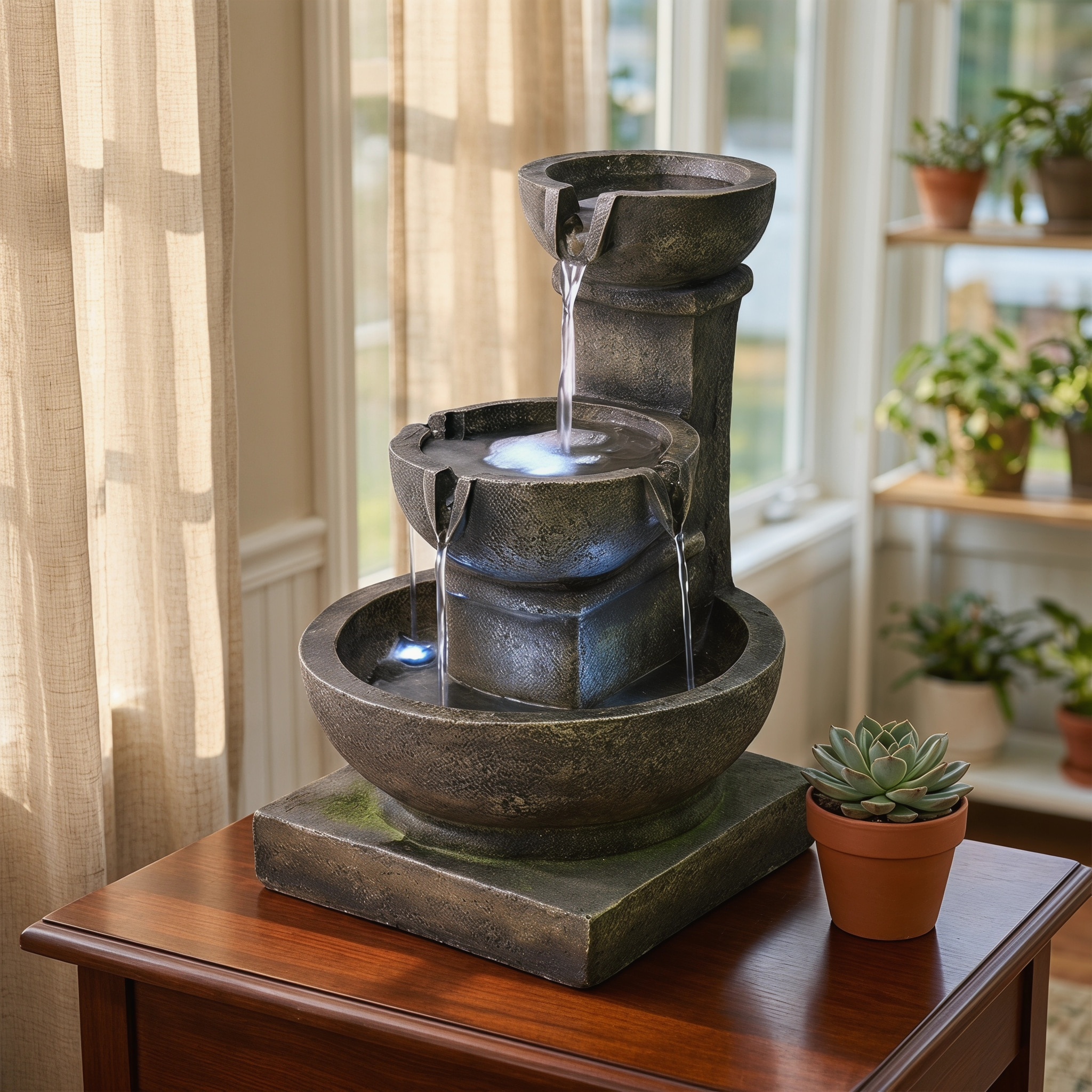 Style Selections 23.6-in H Resin Water Outdoor Fountain Statue