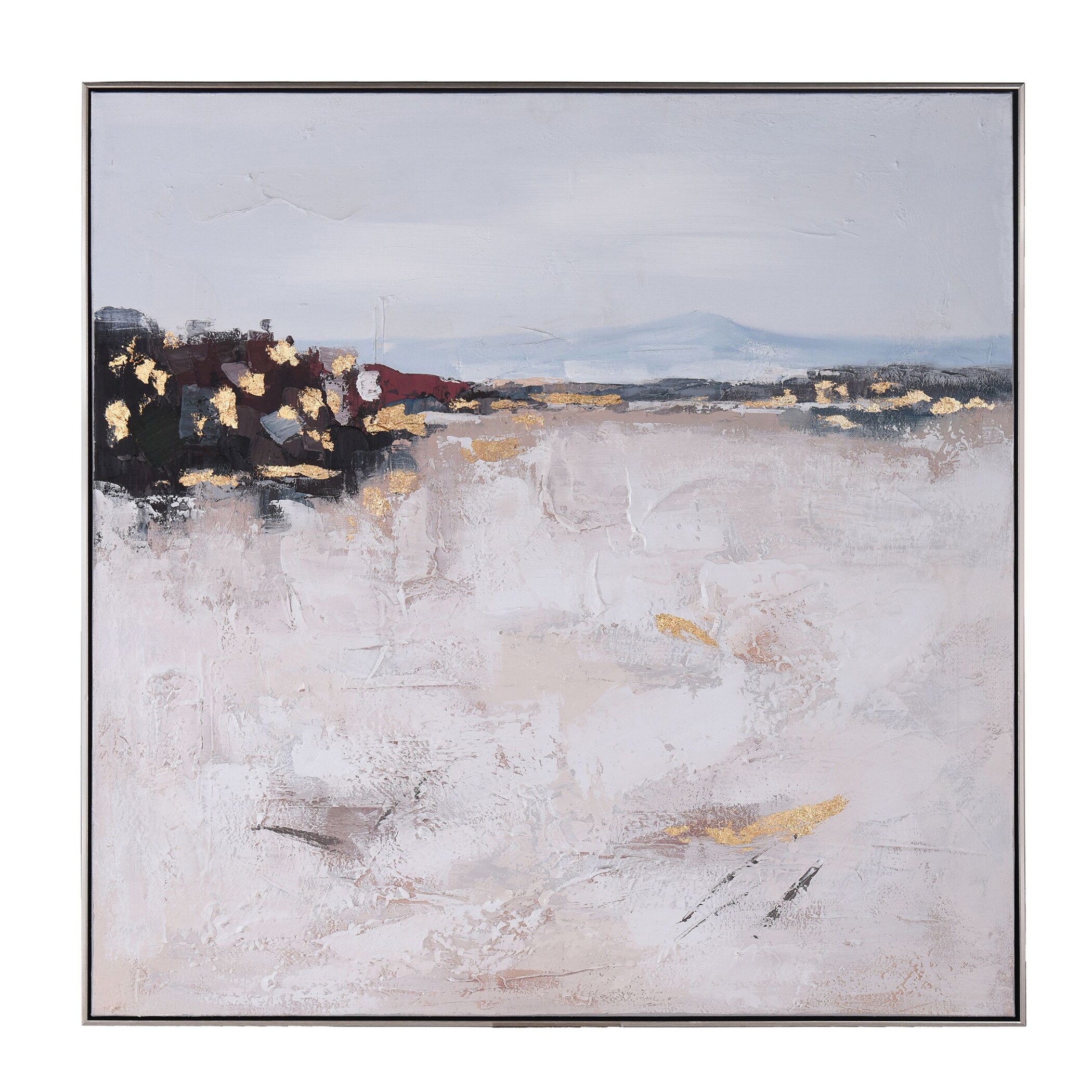 StyleCraft Home Collection WI33939DS Silver Framed 39.3-in H x 39.3-in W Abstract Canvas Print