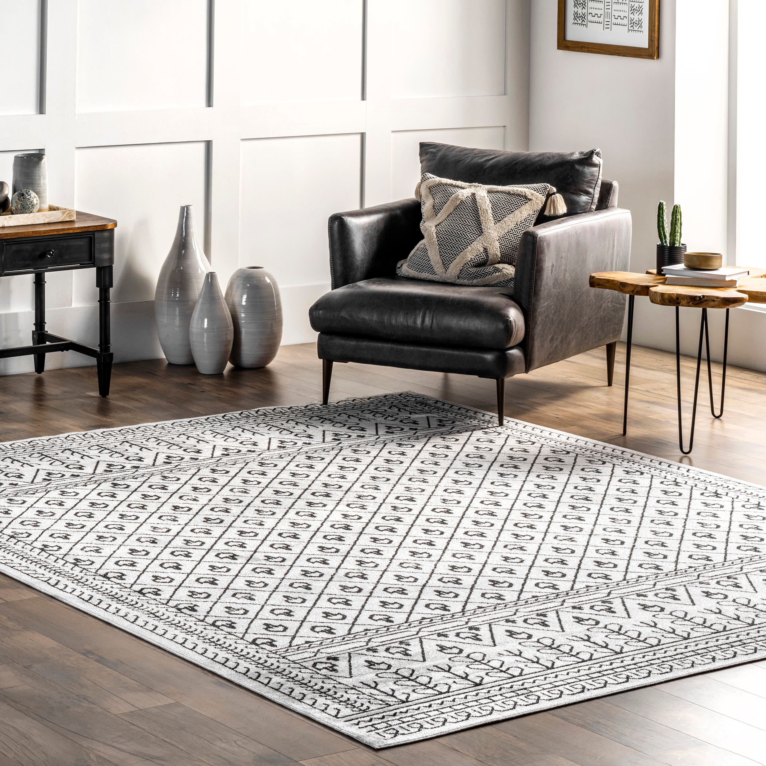 nuLOOM LPKV08A-406 Casandra 4 x 6 (ft) Loomed Polyester Gray Rectangular Indoor Geometric Machine washable Area rug